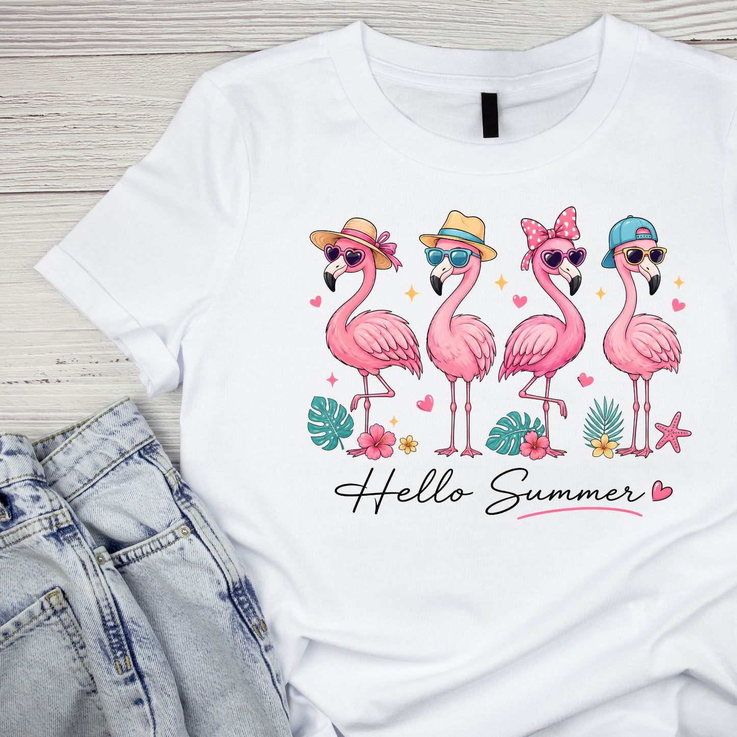 Hello Summer Flamingo T-Shirt | Summer Graphic Tee | Beach Shirt