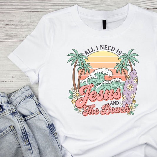 All I Need Is Jesus And The Beach T-Shirt | Summer Graphic Tee | Shirt