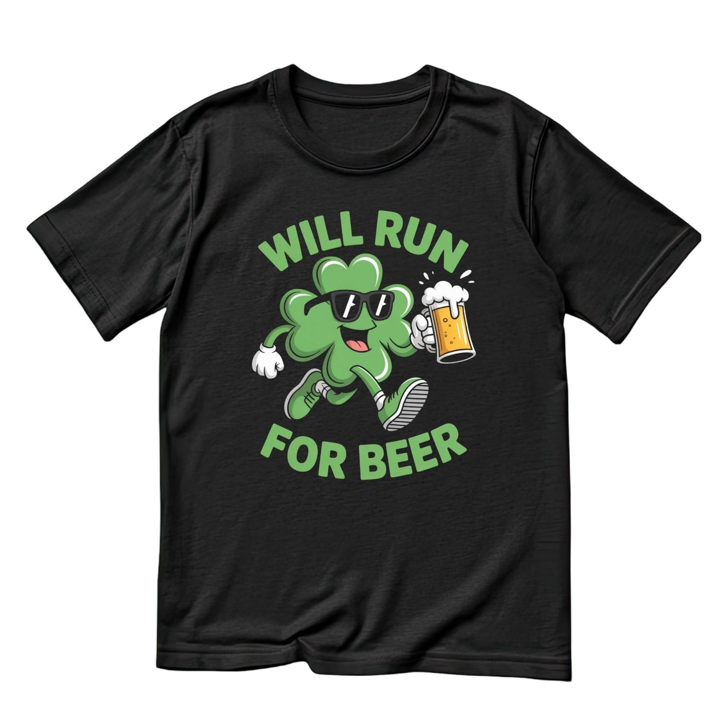 Will Run For Beer T-Shirt | St Patrick’s Day T-Shirt | Shamrock | Joke Sarcasm Funny