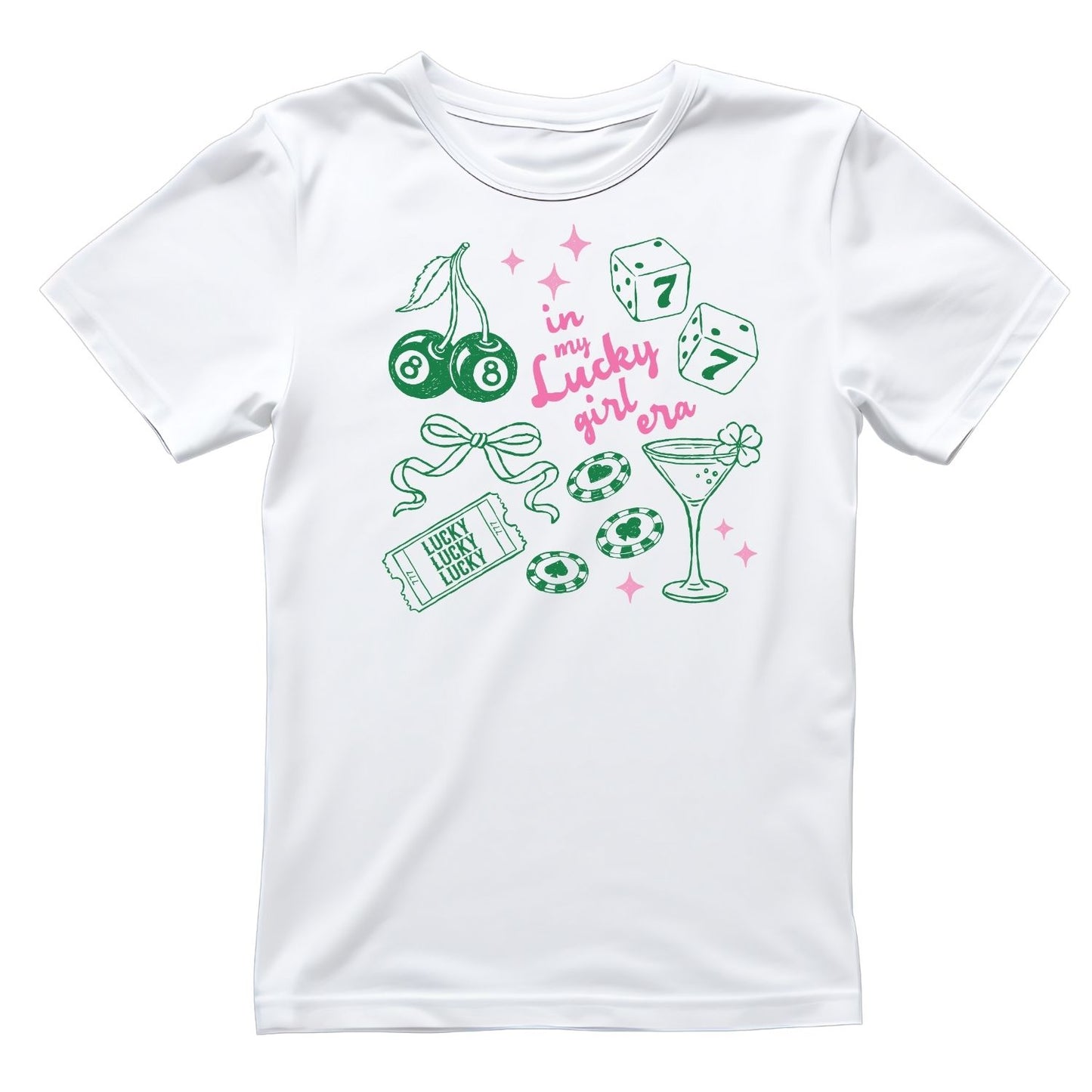In My Lucky Girl Era T-shirt | St Patrick’s Day T-shirt | Girl’s Night Out | Dice Martini Poker Chips