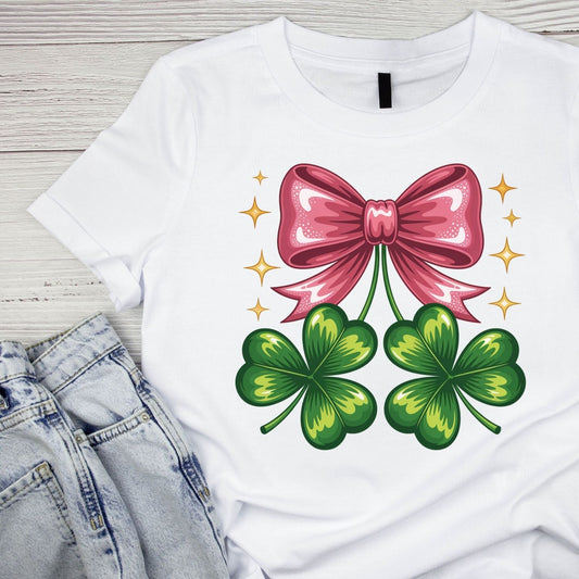 Pink Bow Shamrock T-shirt | St Patrick’s Day T-shirt | Shamrock |