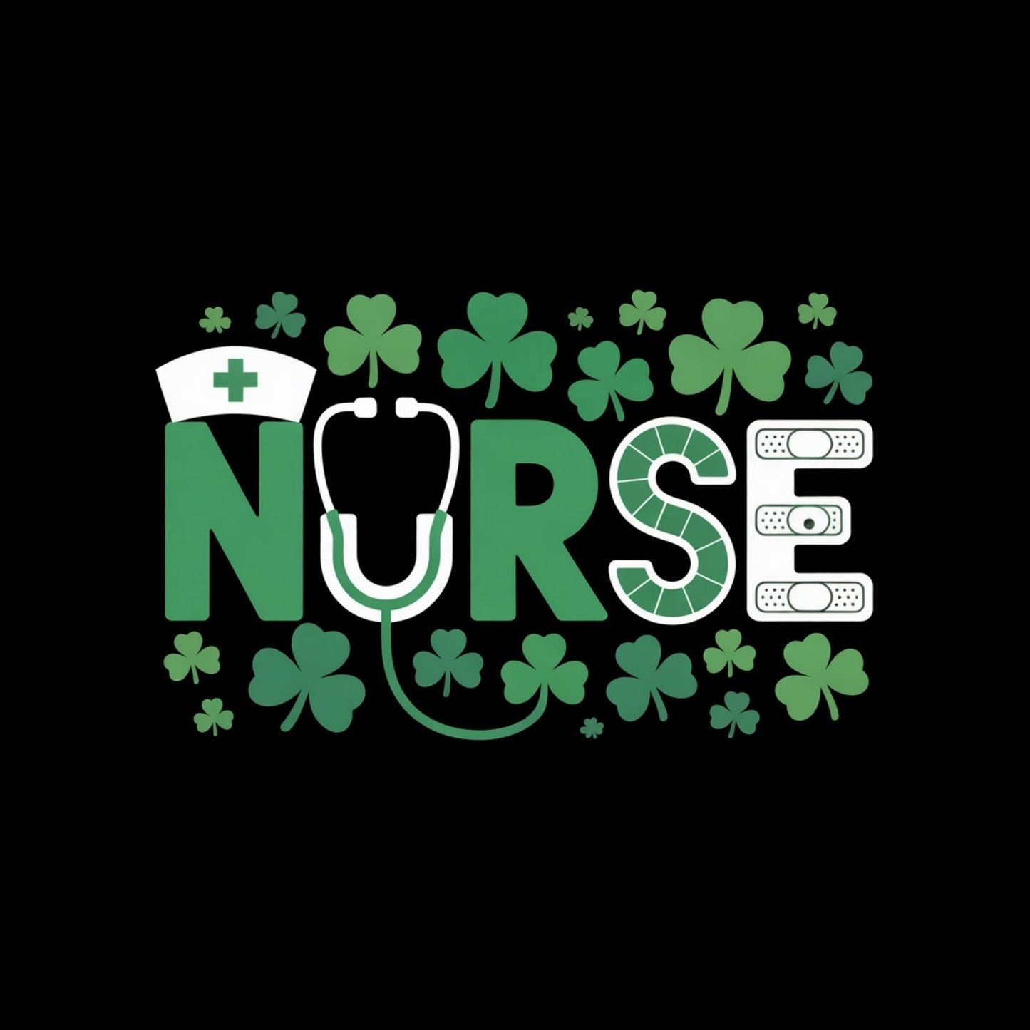 Nurse Shamrock T-Shirt | St Patrick’s Day T-Shirt | Shamrock | Stethoscope Bandaids Nurse Hat