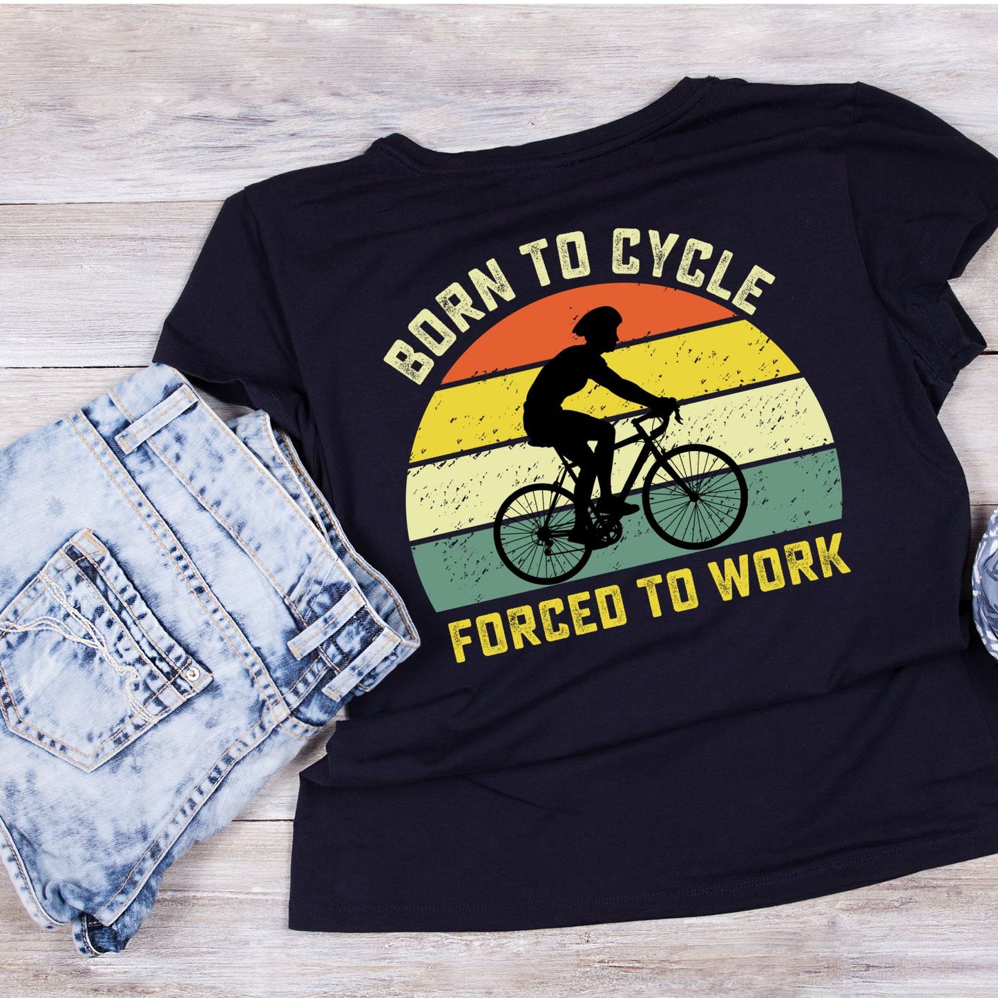Born to Cycle Forced to Work T-Shirt | Sports Graphic Tee | Hobby Shirt
