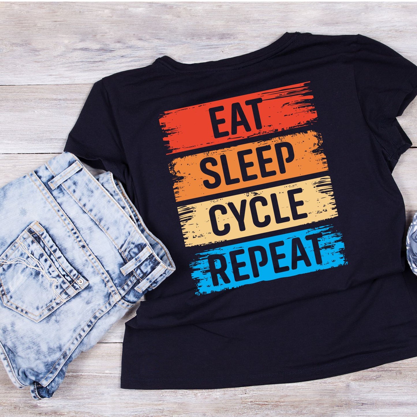 Eat Sleep Cycle Repeat T-Shirt | Cycling Graphic Tee | Bicycle Shirt
