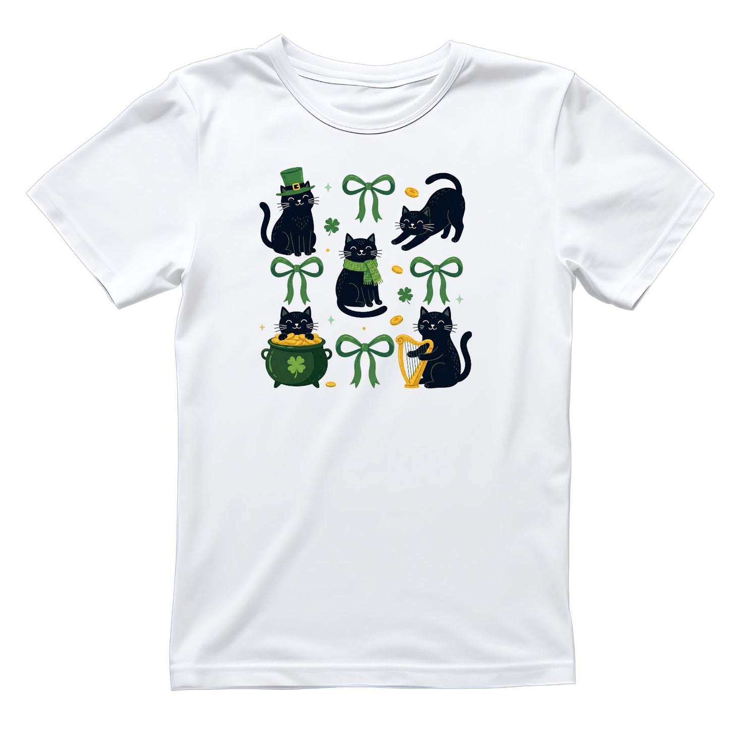 St Patrick’s Day Black Cat T-shirt | St Patrick’s Day T-shirt | Pot of Gold Bows