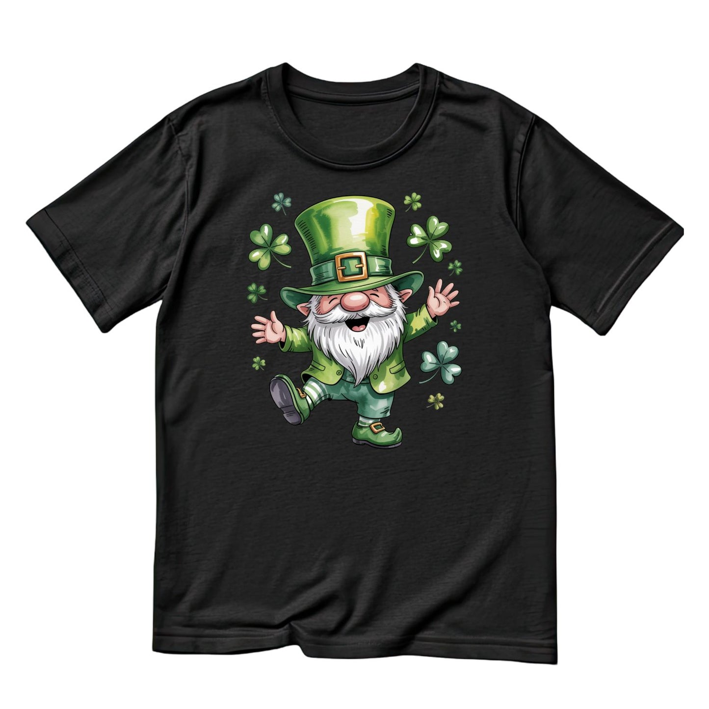 Happy Bearded Leprechaun T-shirt | St Patrick’s Day T-shirt | Shamrock Dancing Top Hat