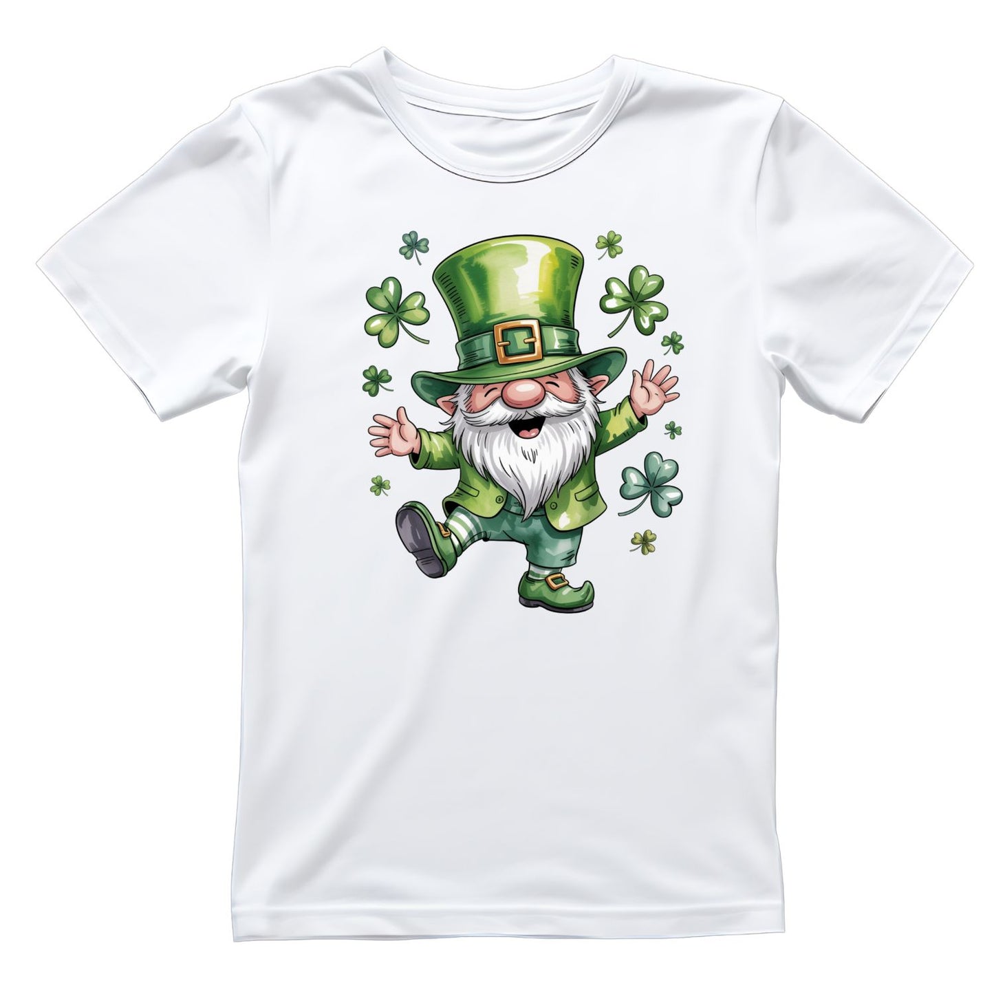Happy Bearded Leprechaun T-shirt | St Patrick’s Day T-shirt | Shamrock Dancing Top Hat