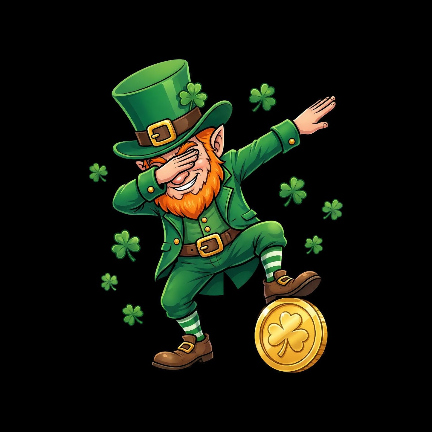 Leprechaun Dabbing On Gold Coin T-shirt | St Patrick’s Day T-shirt | Shamrock