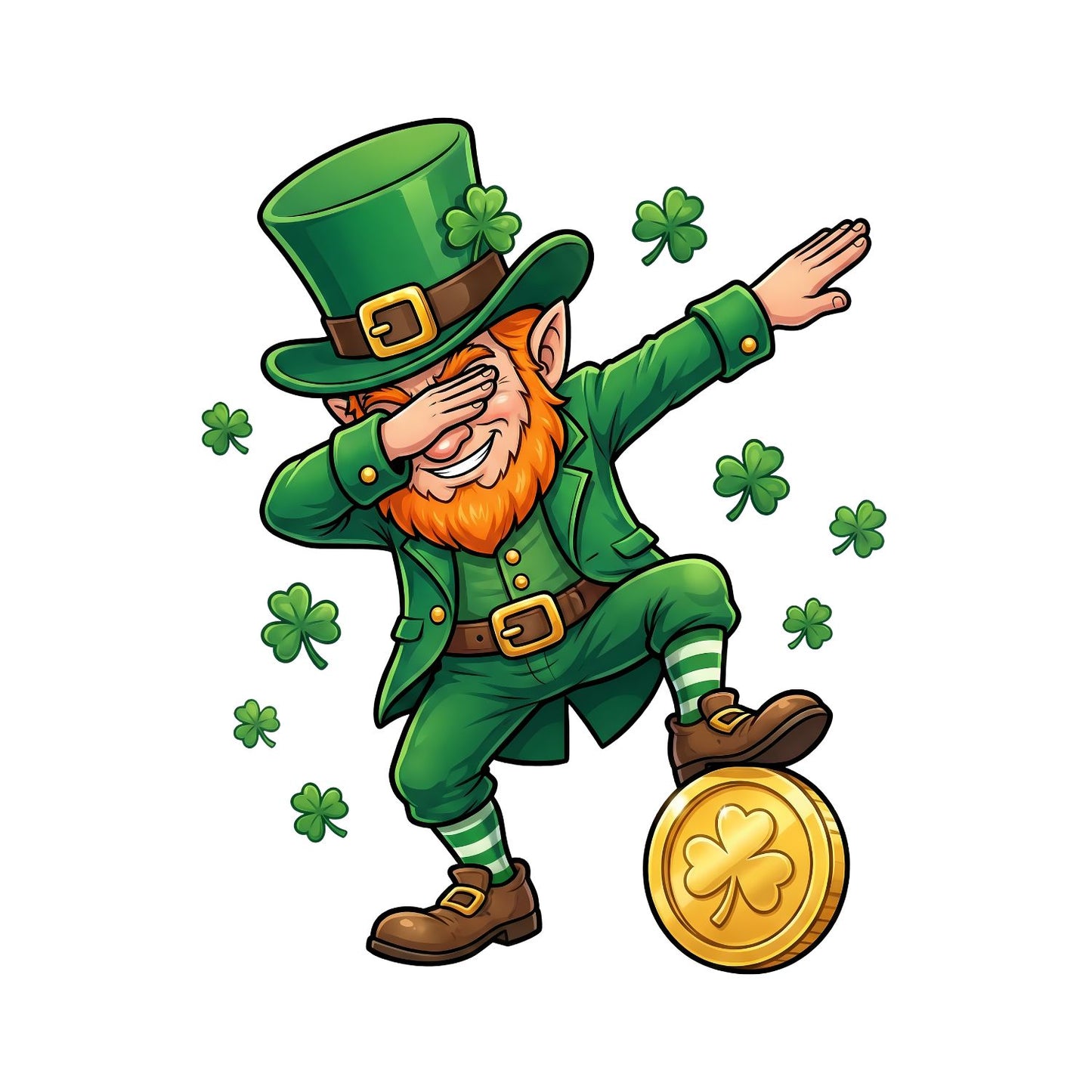 Leprechaun Dabbing On Gold Coin T-shirt | St Patrick’s Day T-shirt | Shamrock