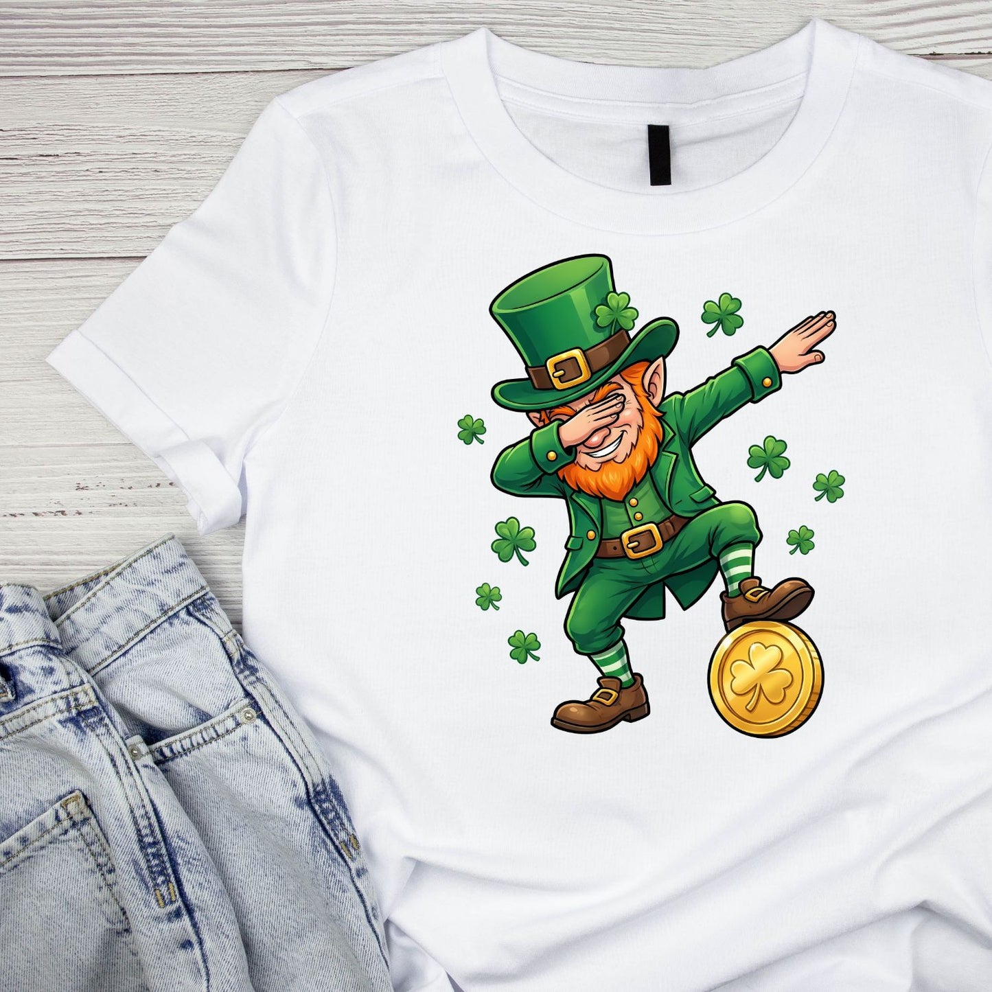 Leprechaun Dabbing On Gold Coin T-shirt | St Patrick’s Day T-shirt | Shamrock