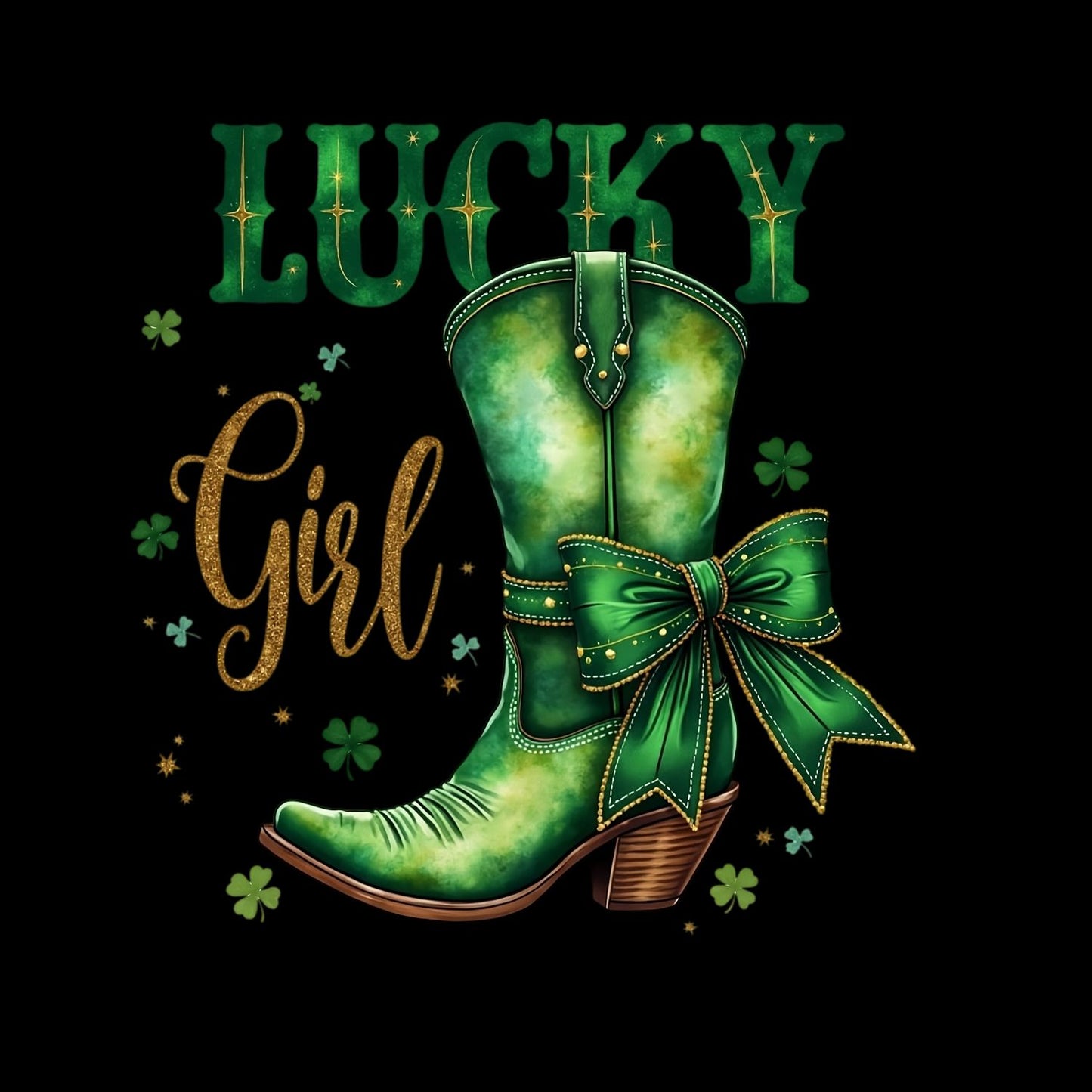 Lucky Girl Cowboy Boots T-shirt | St Patrick’s Day T-shirt | Shamrock | Skeleton Drinking Beer