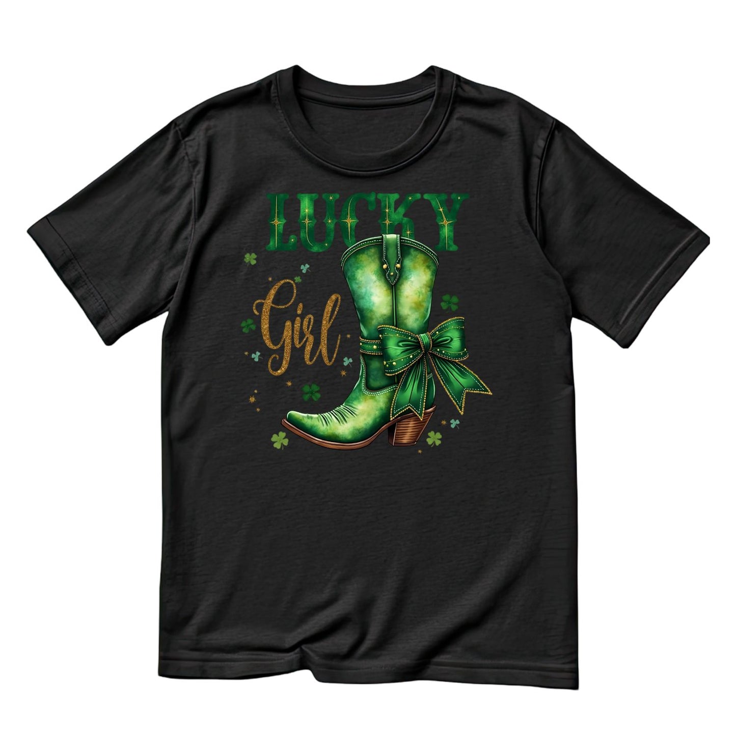 Lucky Girl Cowboy Boots T-shirt | St Patrick’s Day T-shirt | Shamrock | Skeleton Drinking Beer