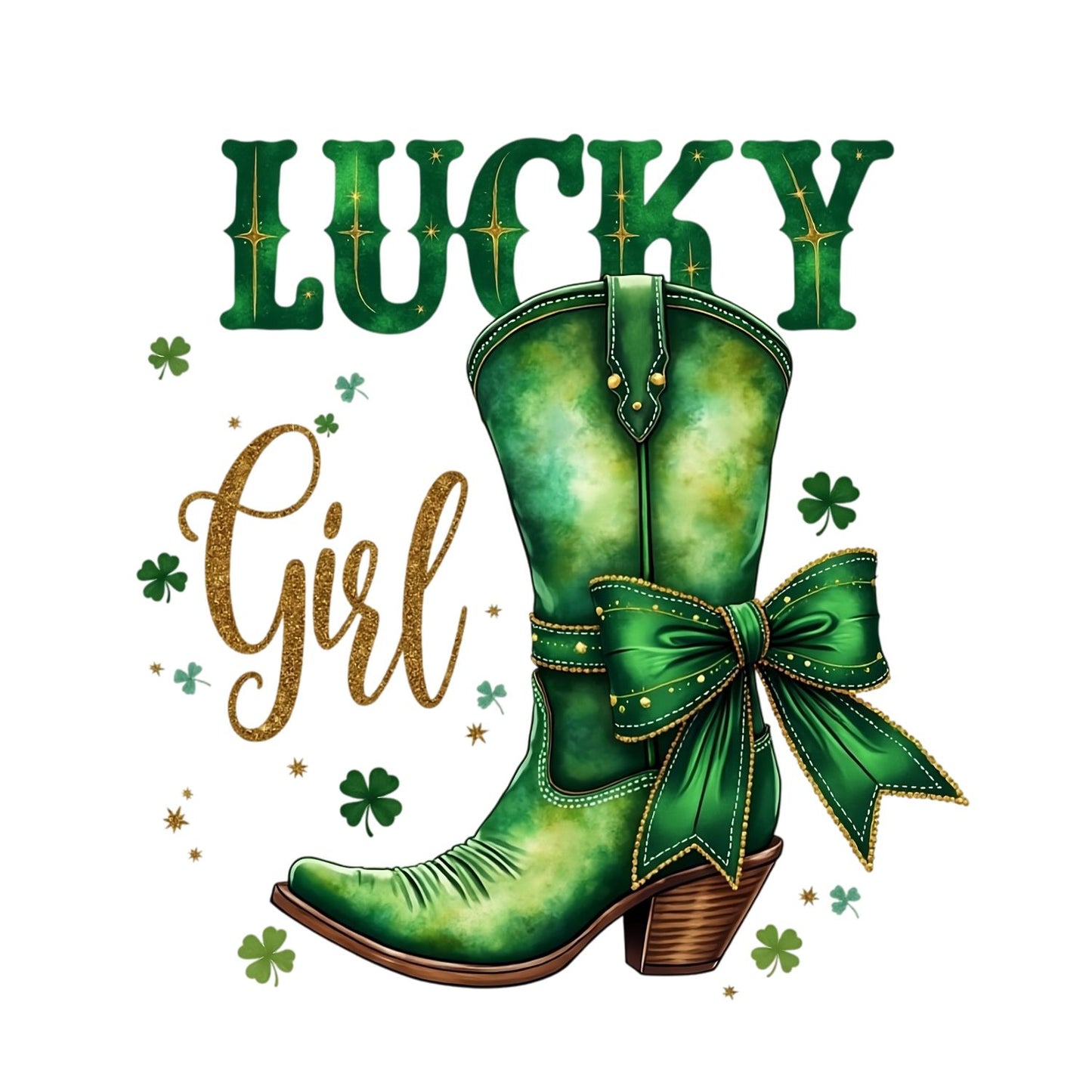 Lucky Girl Cowboy Boots T-shirt | St Patrick’s Day T-shirt | Shamrock | Skeleton Drinking Beer