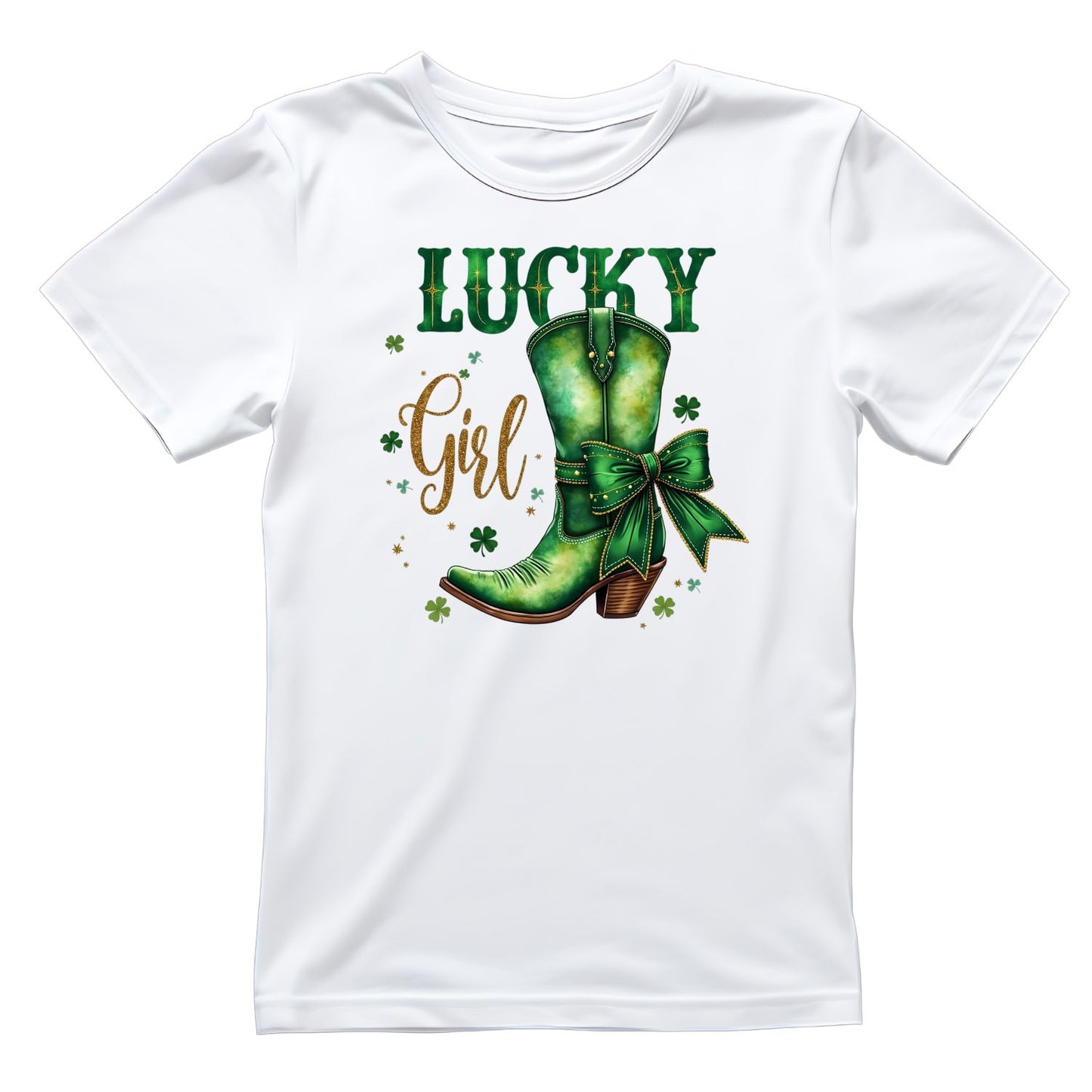 Lucky Girl Cowboy Boots T-shirt | St Patrick’s Day T-shirt | Shamrock | Skeleton Drinking Beer