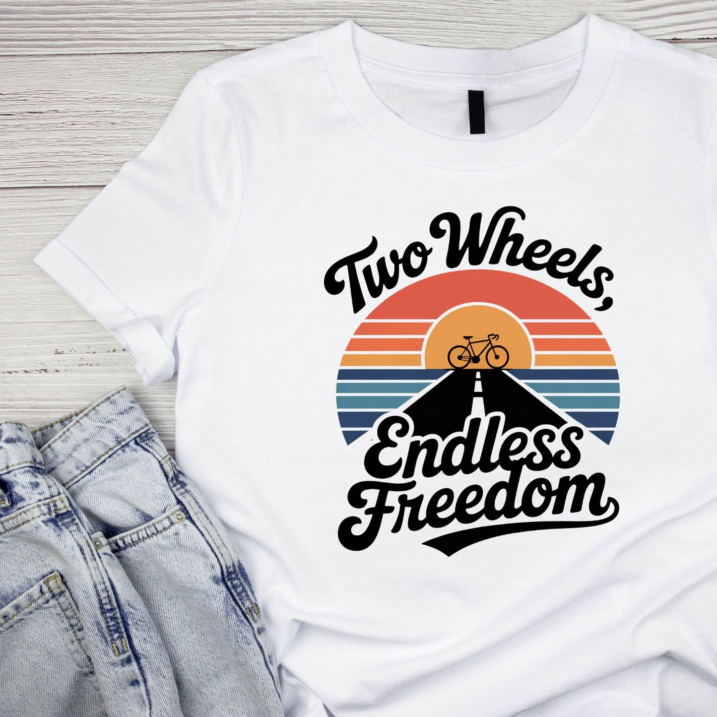 Two Wheels Endless Freedom T-Shirt | Cycling Graphic Tee | Bicycle Shirt