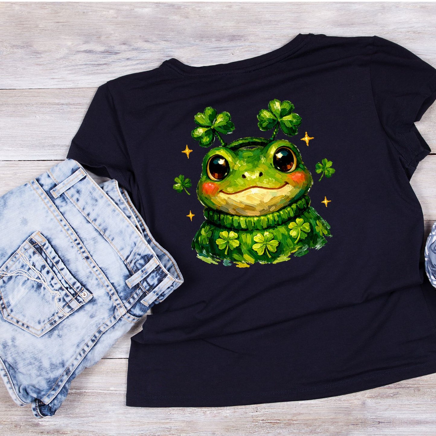 Watercolour Frog St. Patrick’s Day Wearing Headband T-shirt | St Patrick’s Day T-shirt | Shamrock