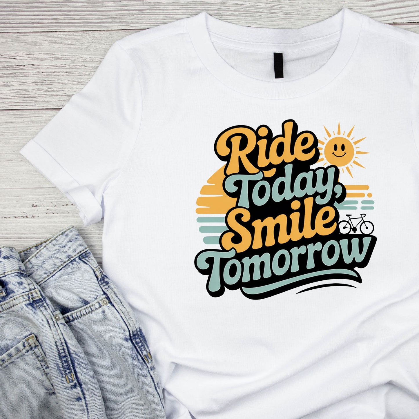 Ride Today, Smile Tomorrow T-Shirt | Cycling Graphic Tee | Bicycle Shirt