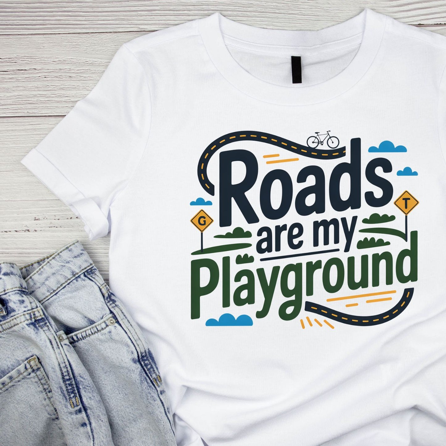 Roads Are My Playground T-Shirt | Cycling Graphic Tee | Bicycle Shirt