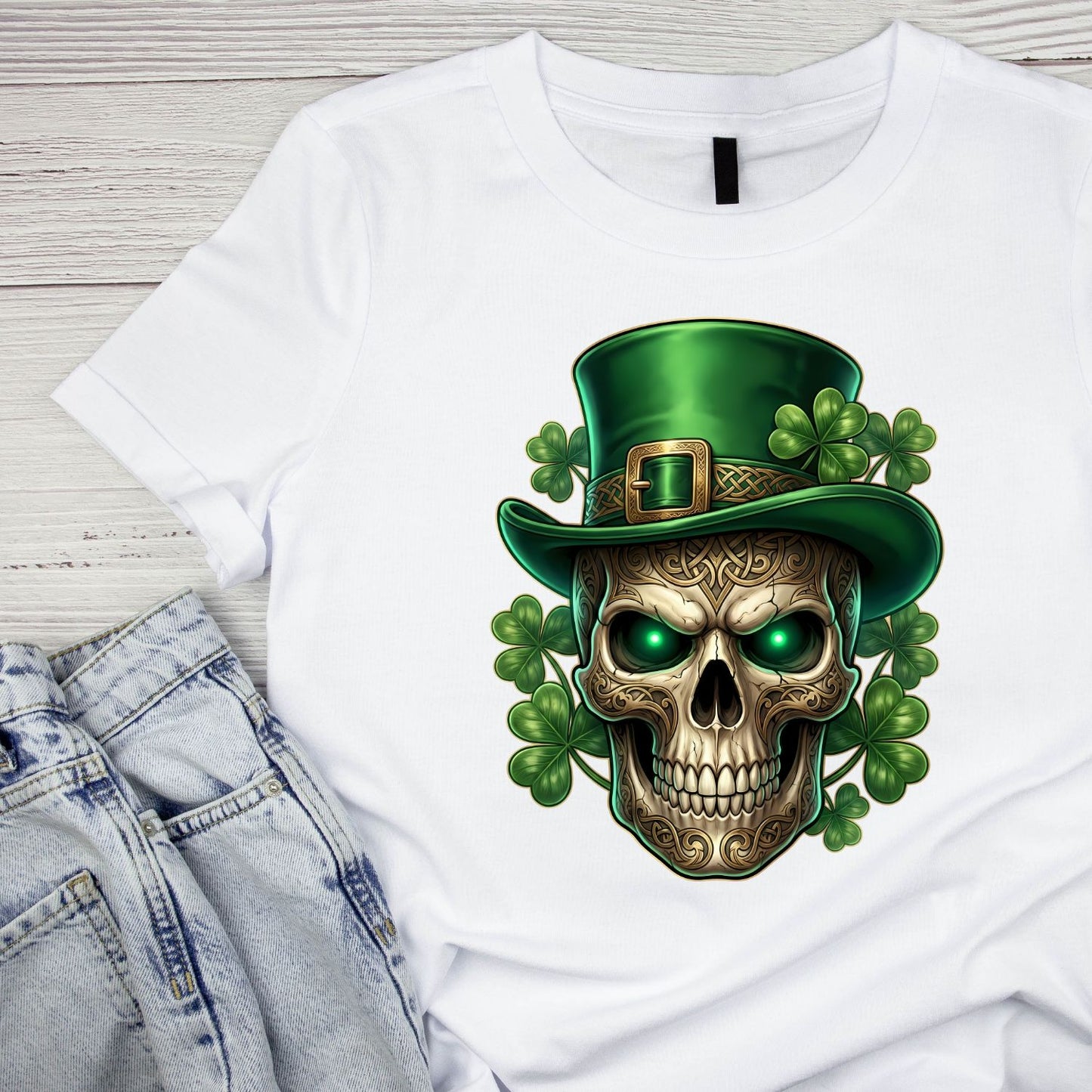 Skull St. Patrick’s Day Top Hat T-shirt | St Patrick’s Day T-shirt | Shamrock