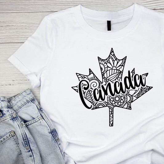 Canada Maple Leaf Mandala T-Shirt | July 1st Graphic Tee | Canada Day Shirt