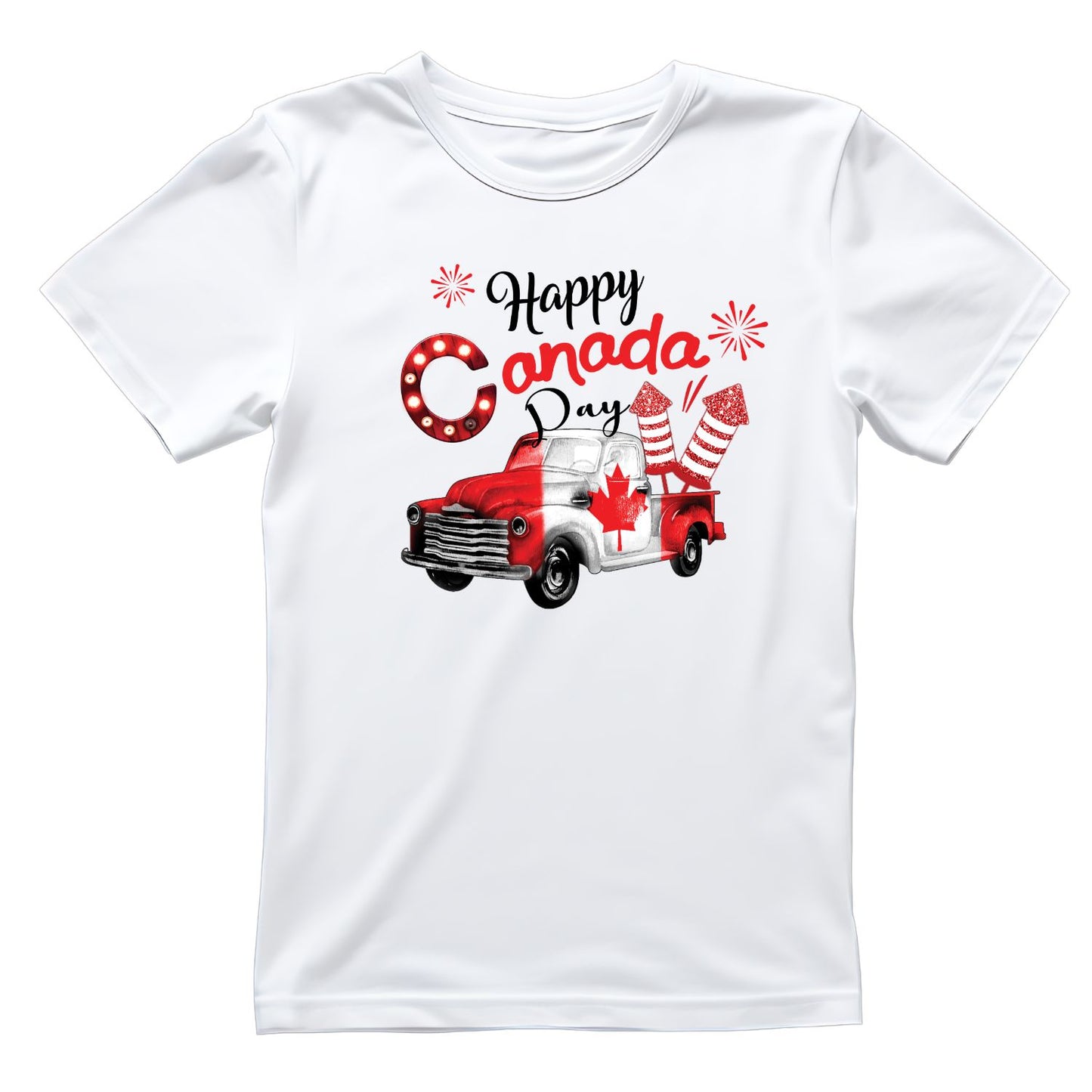 Happy Canada Day Truck Fireworks T-Shirt | July 1st Graphic Tee | Canada Day Shirt