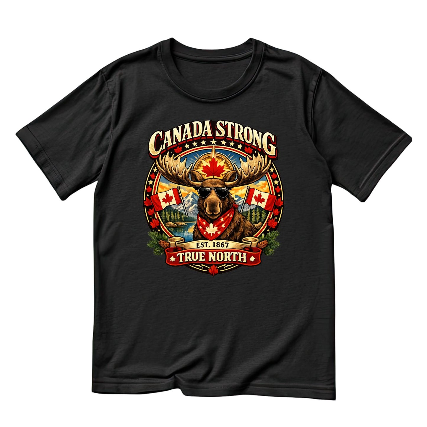 Canada Strong est. 1867 True North Moose T-Shirt | July 1st Graphic Tee | Canada Day Shirt
