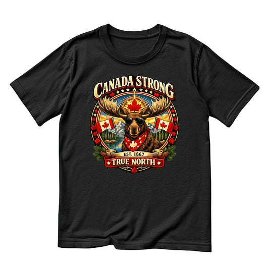 Canada Strong est. 1867 True North Moose T-Shirt | July 1st Graphic Tee | Canada Day Shirt