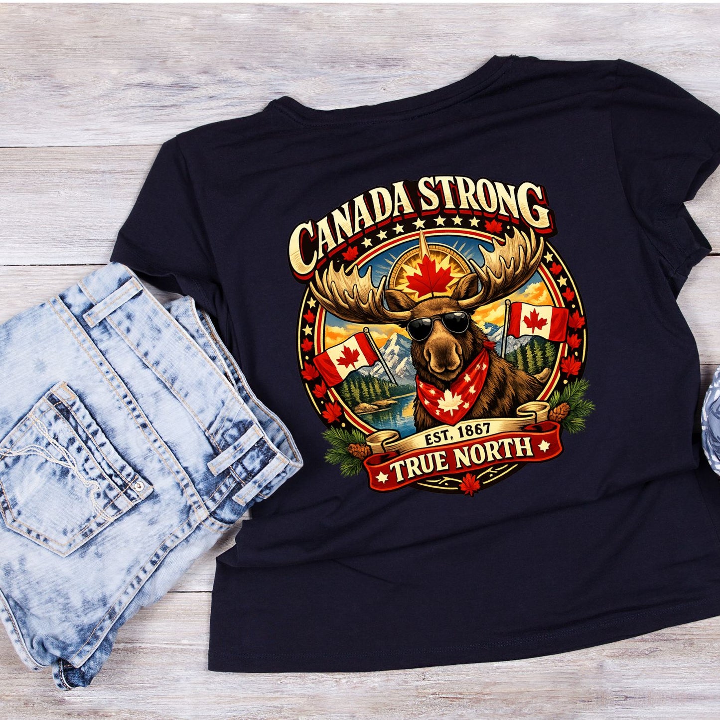 Canada Strong est. 1867 True North Moose T-Shirt | July 1st Graphic Tee | Canada Day Shirt