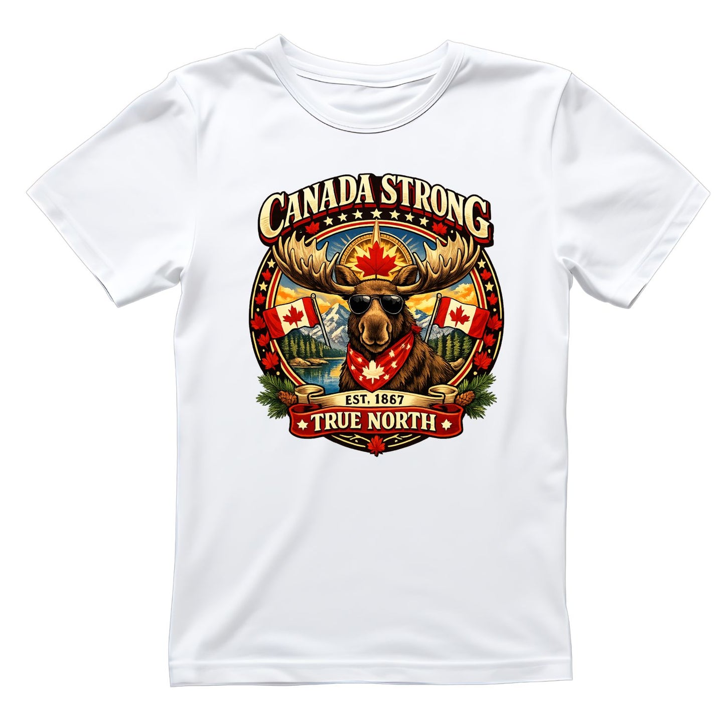 Canada Strong est. 1867 True North Moose T-Shirt | July 1st Graphic Tee | Canada Day Shirt