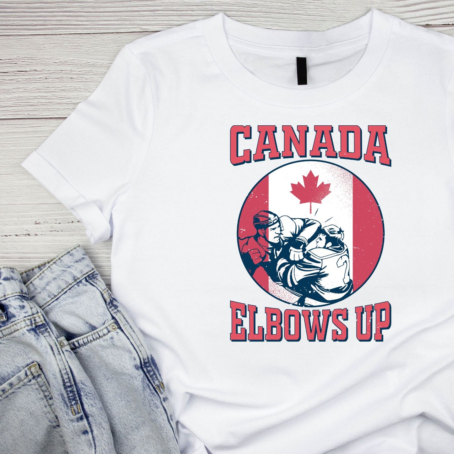 Canada Elbows Up Hockey Player Quote T-Shirt | July 1st Graphic Tee | Canada Day Shirt