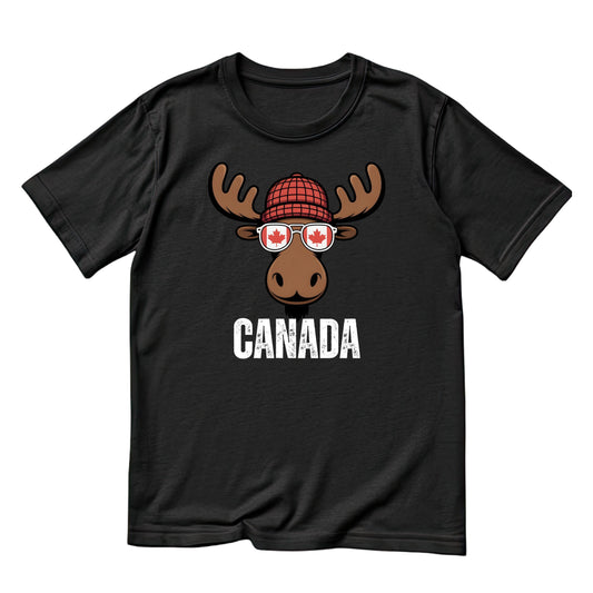 Canada Moose in Glasses T-Shirt | July 1st Graphic Tee | Canada Day Shirt