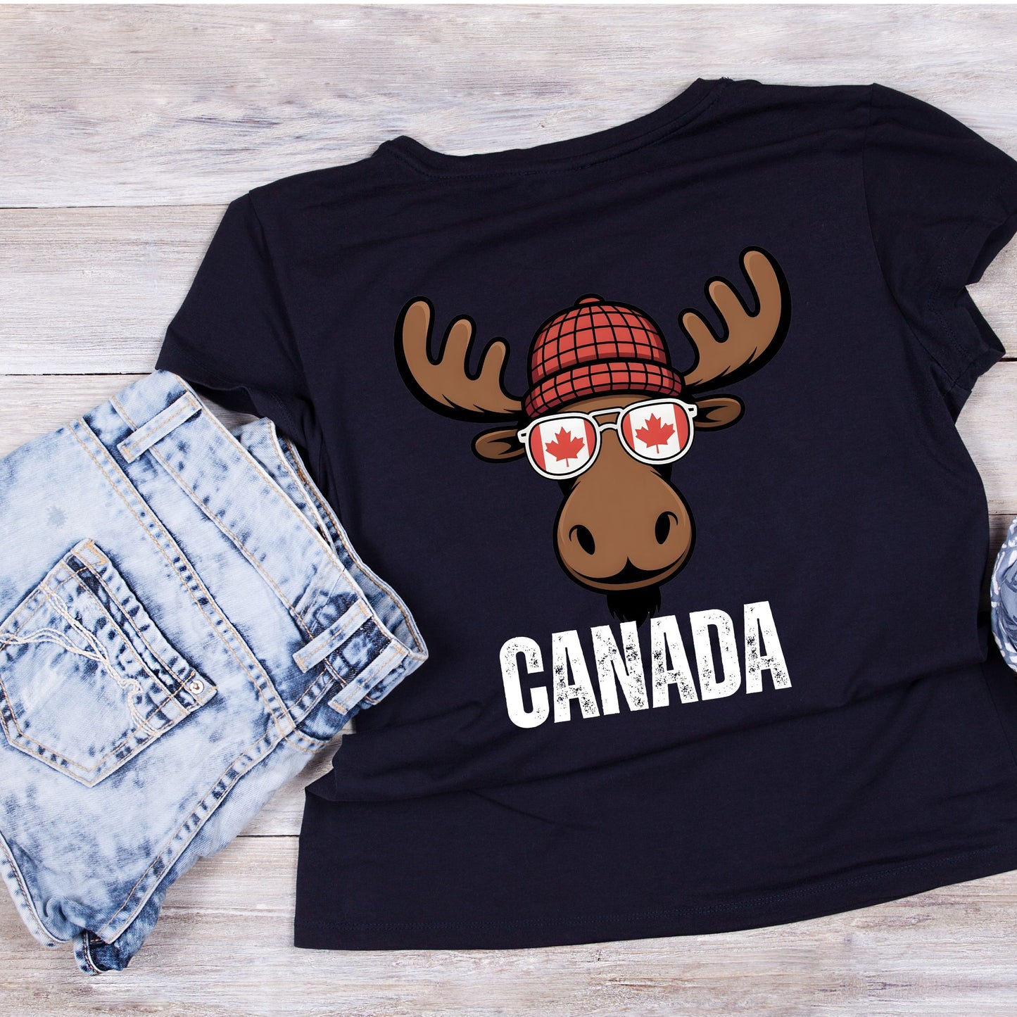 Canada Moose in Glasses T-Shirt | July 1st Graphic Tee | Canada Day Shirt