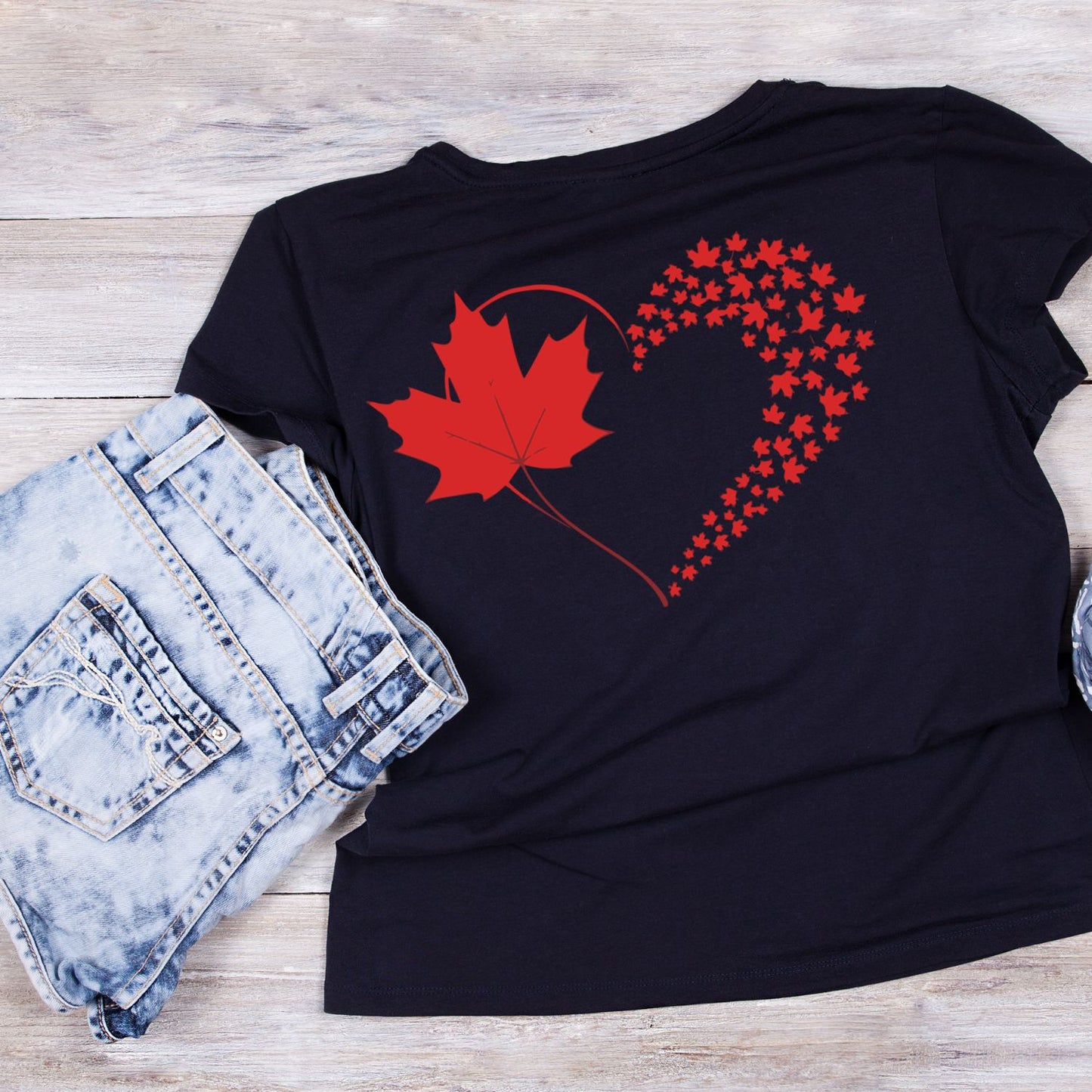Heart & Maple Leaf T-Shirt | July 1st Graphic Tee | Canada Day Shirt