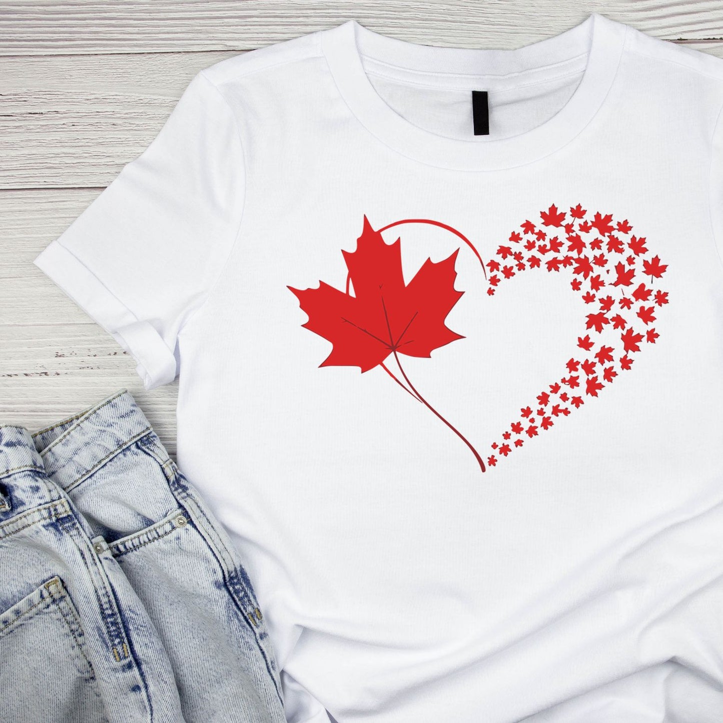 Heart & Maple Leaf T-Shirt | July 1st Graphic Tee | Canada Day Shirt