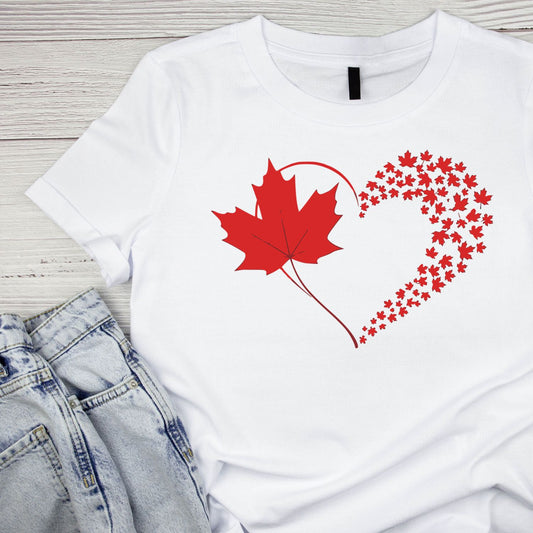 Heart & Maple Leaf T-Shirt | July 1st Graphic Tee | Canada Day Shirt