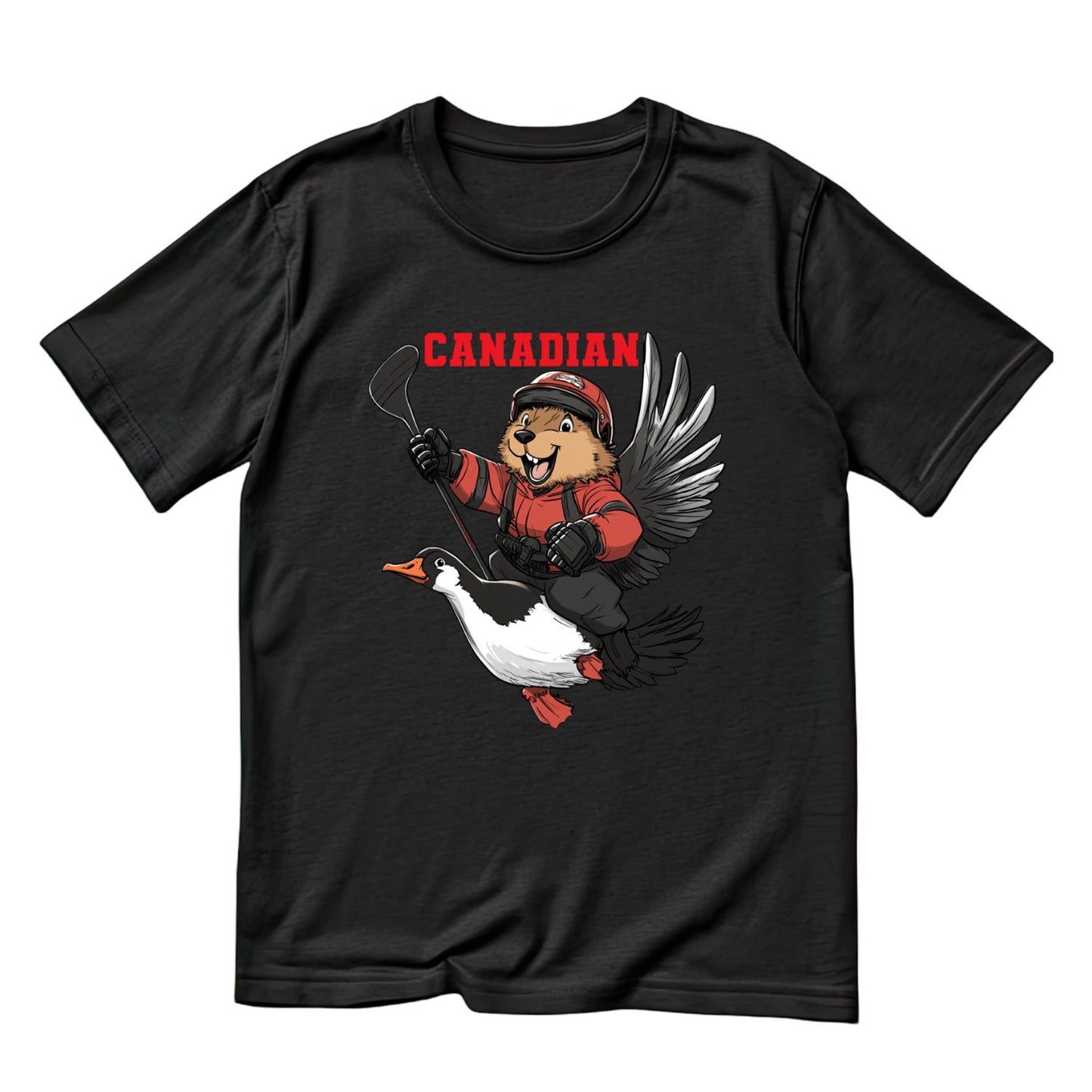Canadian Hockey Beaver Goose T-Shirt | July 1st Graphic Tee | Canada Day Shirt