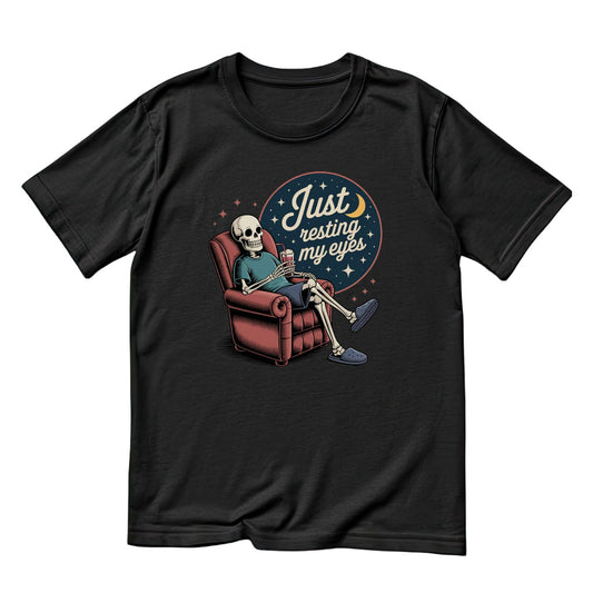Just Resting My Eyes T-shirt |  Beer | Skeleton | Mens | Father’s Day | Birthday