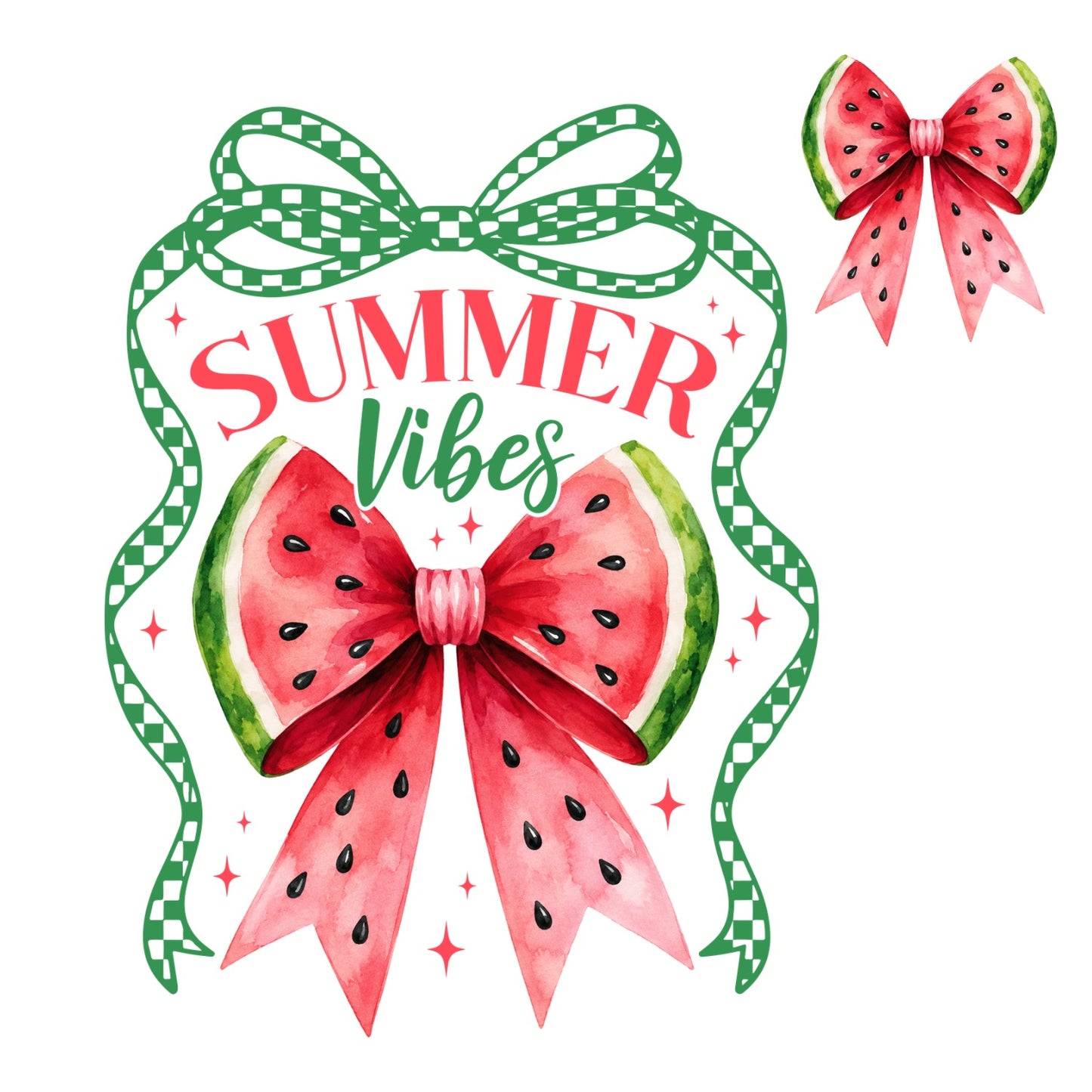 Summer Vibes Watermelon Bow (DOUBLE-SIDED)  T-shirt | Fruity Graphic Tee | Printed Shirt |