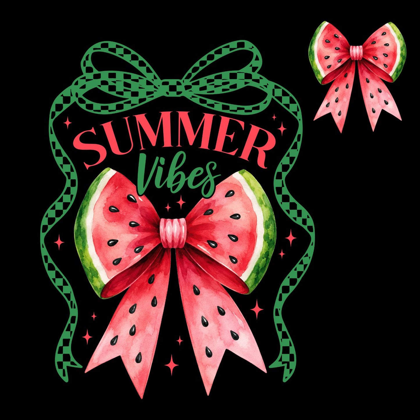 Summer Vibes Watermelon Bow (DOUBLE-SIDED)  T-shirt | Fruity Graphic Tee | Printed Shirt |