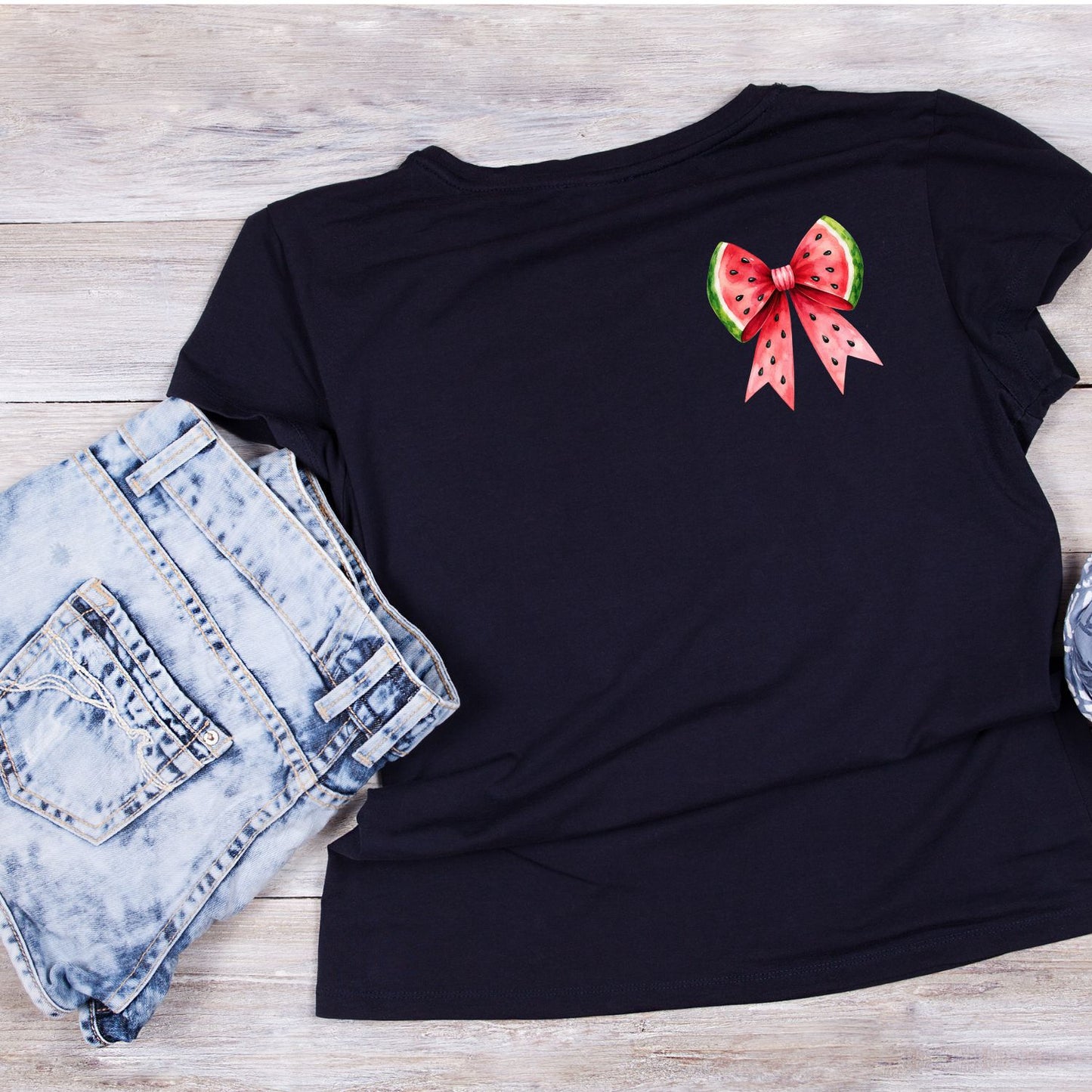 Summer Vibes Watermelon Bow (DOUBLE-SIDED)  T-shirt | Fruity Graphic Tee | Printed Shirt |
