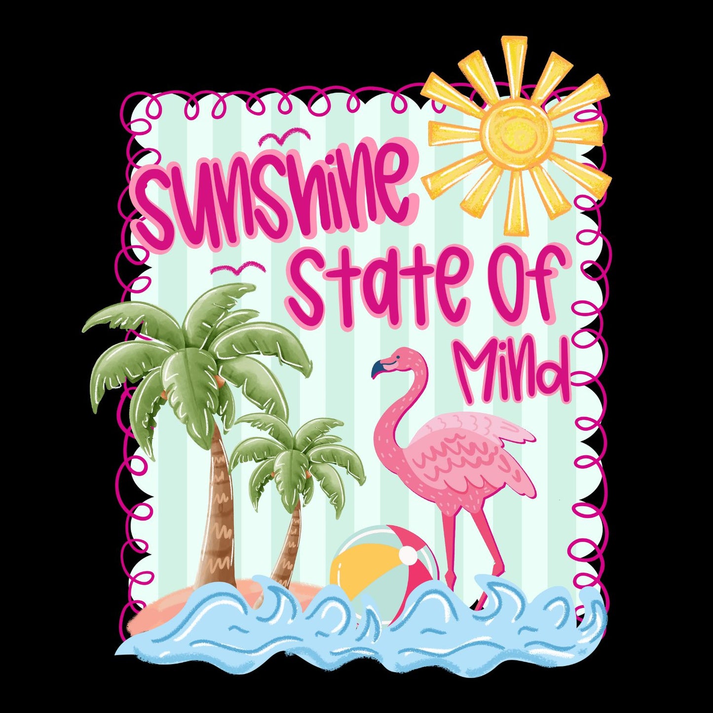 Sunshine State Of Mind Flamingo T-Shirt | Summer Graphic Tee | Beach Shirt
