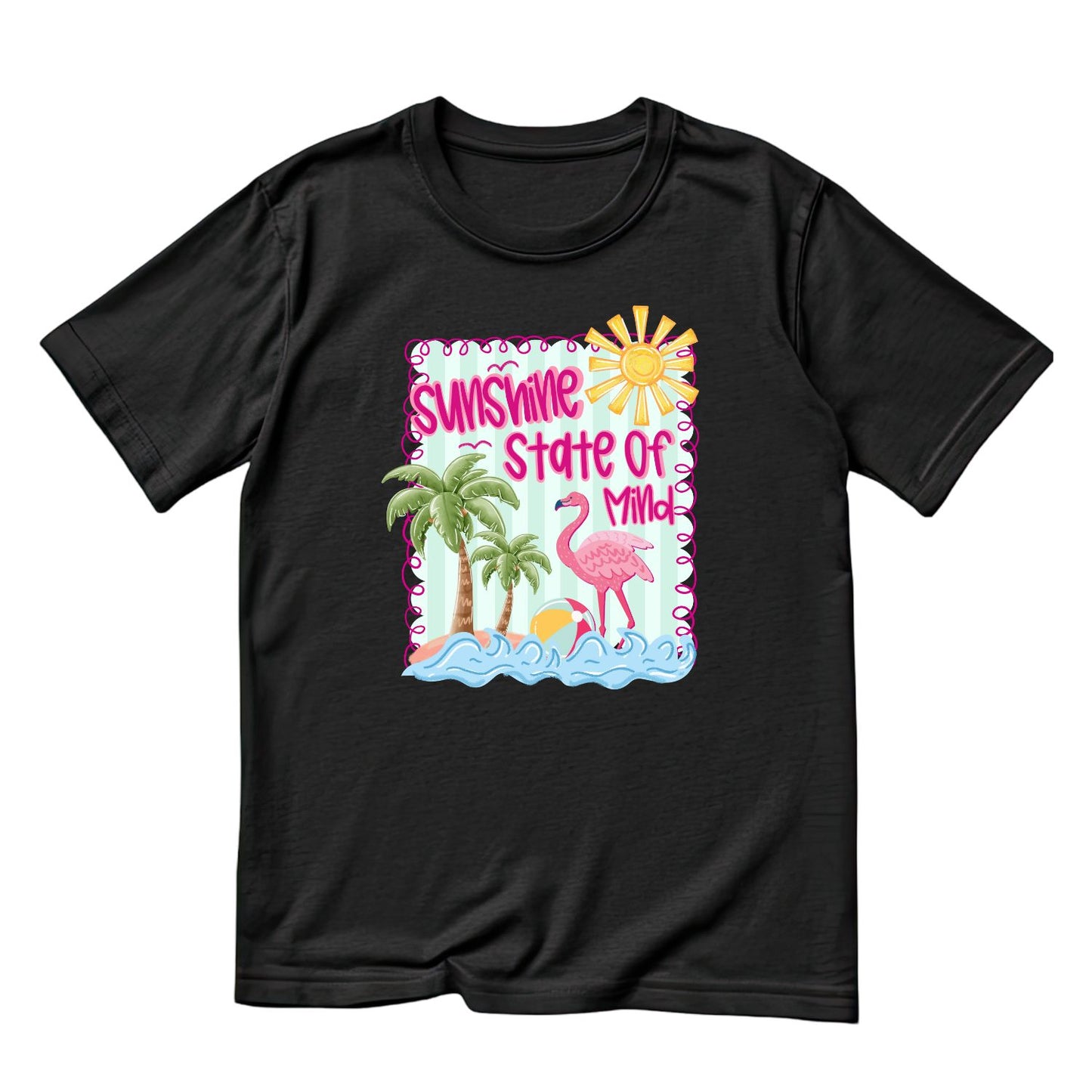 Sunshine State Of Mind Flamingo T-Shirt | Summer Graphic Tee | Beach Shirt