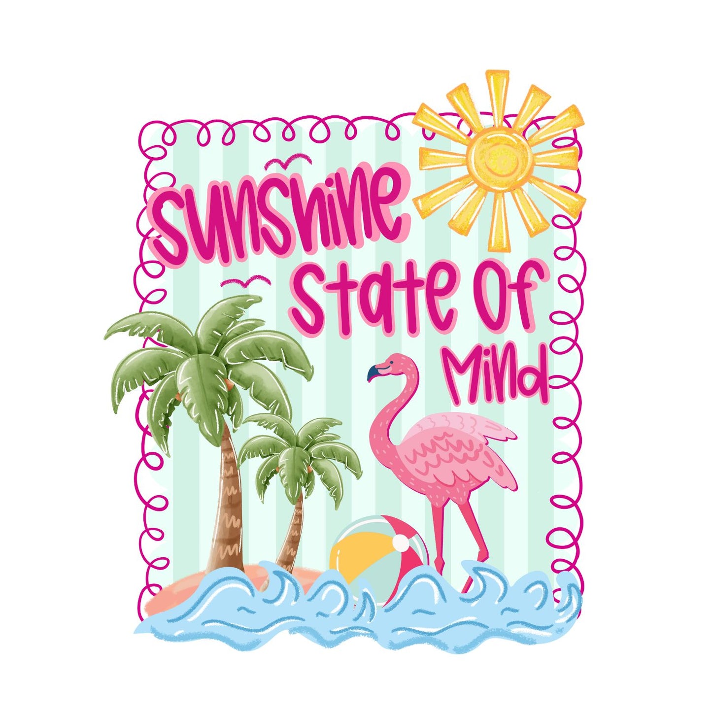 Sunshine State Of Mind Flamingo T-Shirt | Summer Graphic Tee | Beach Shirt