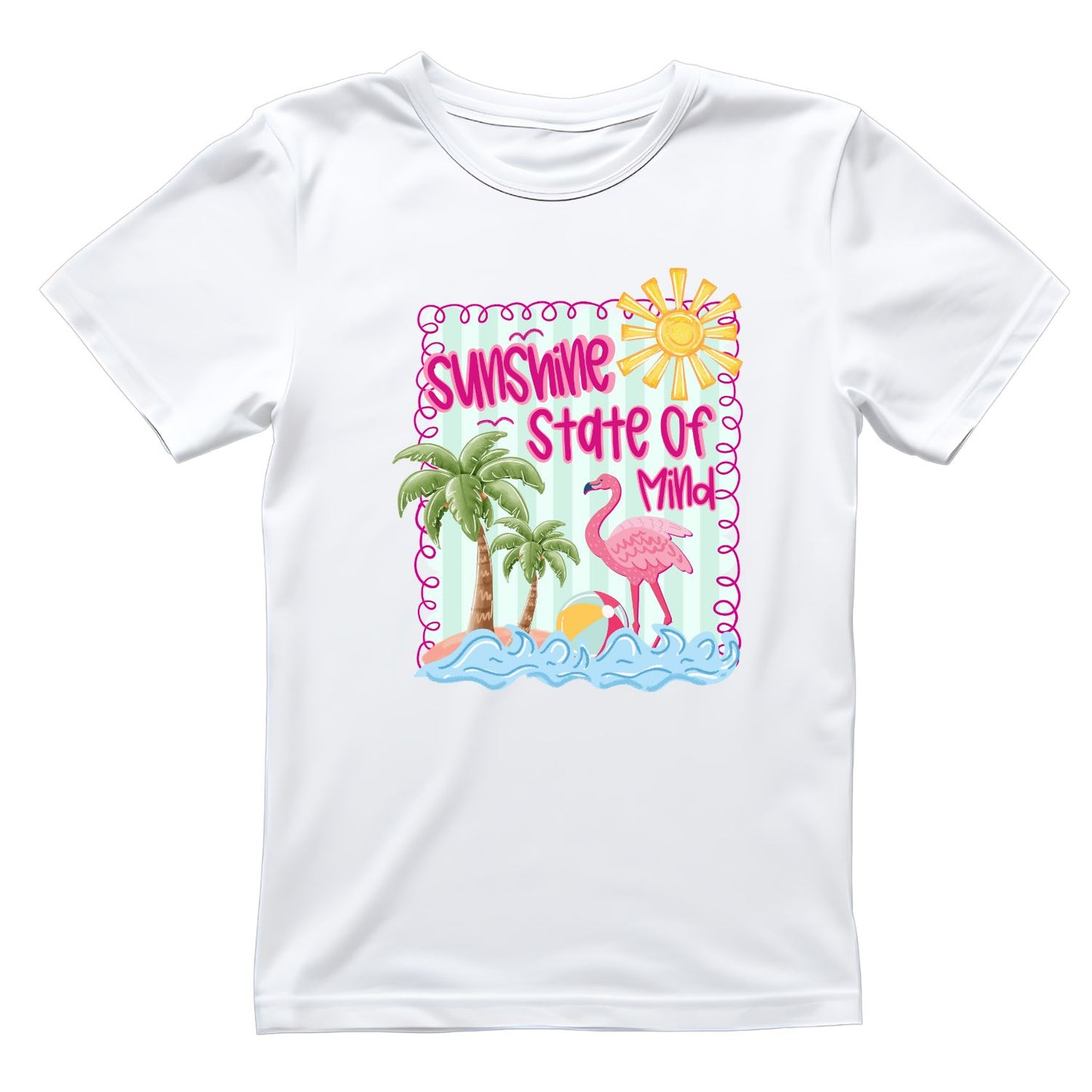 Sunshine State Of Mind Flamingo T-Shirt | Summer Graphic Tee | Beach Shirt