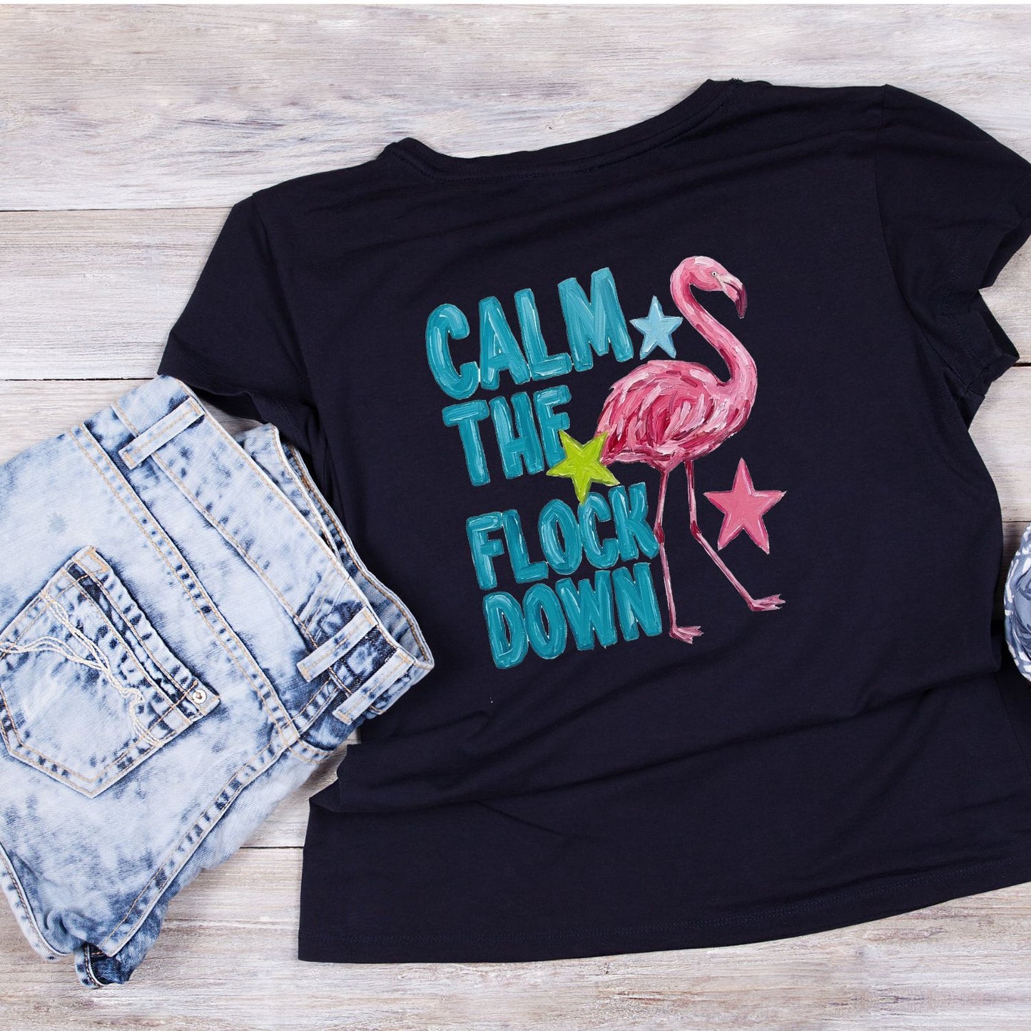 Calm The Flock Down Flamingo Shirt | Summer Graphic Tee | Beach Shirt