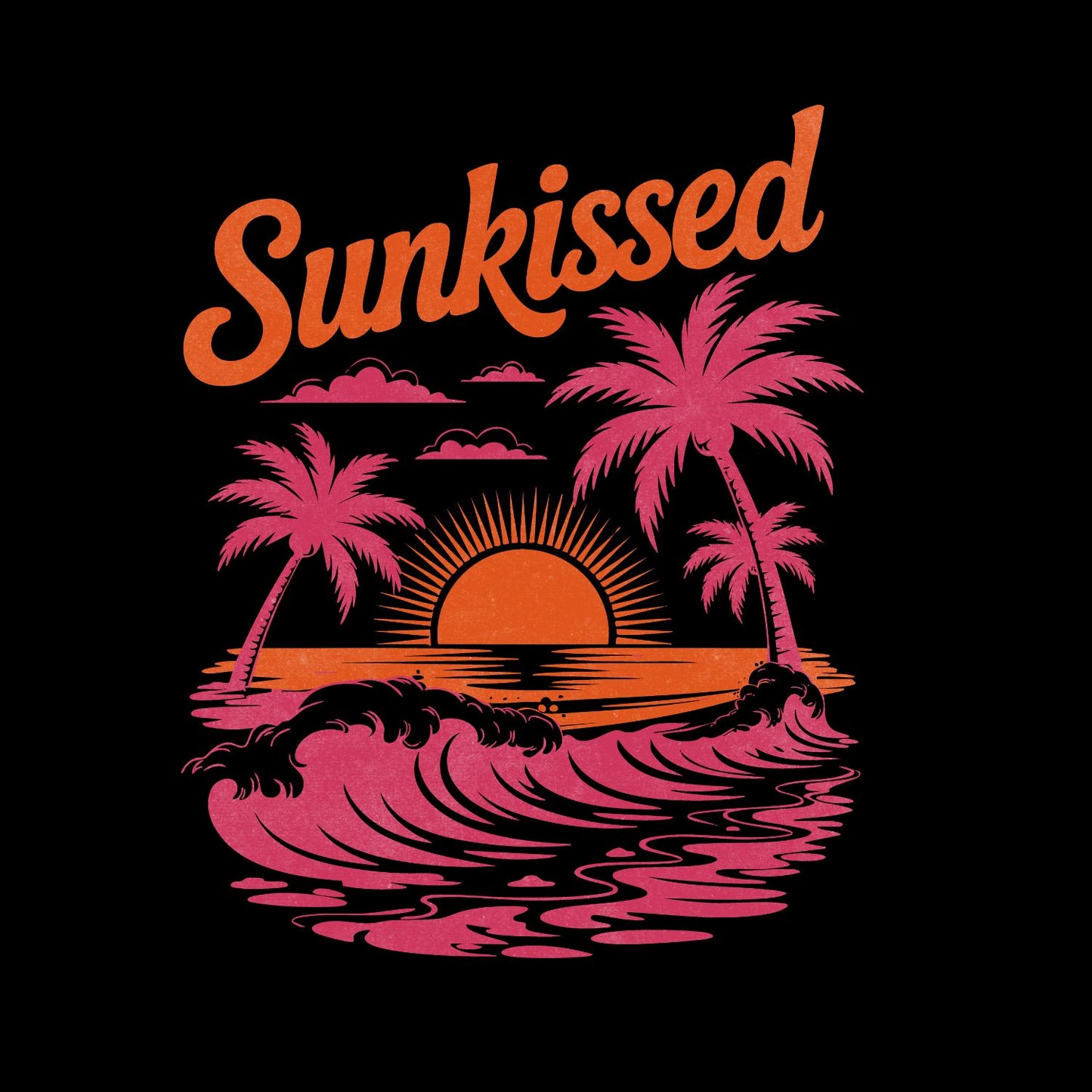Sun-kissed Pink & Orange Beach T-Shirt | Summer Graphic Tee | Beach Shirt