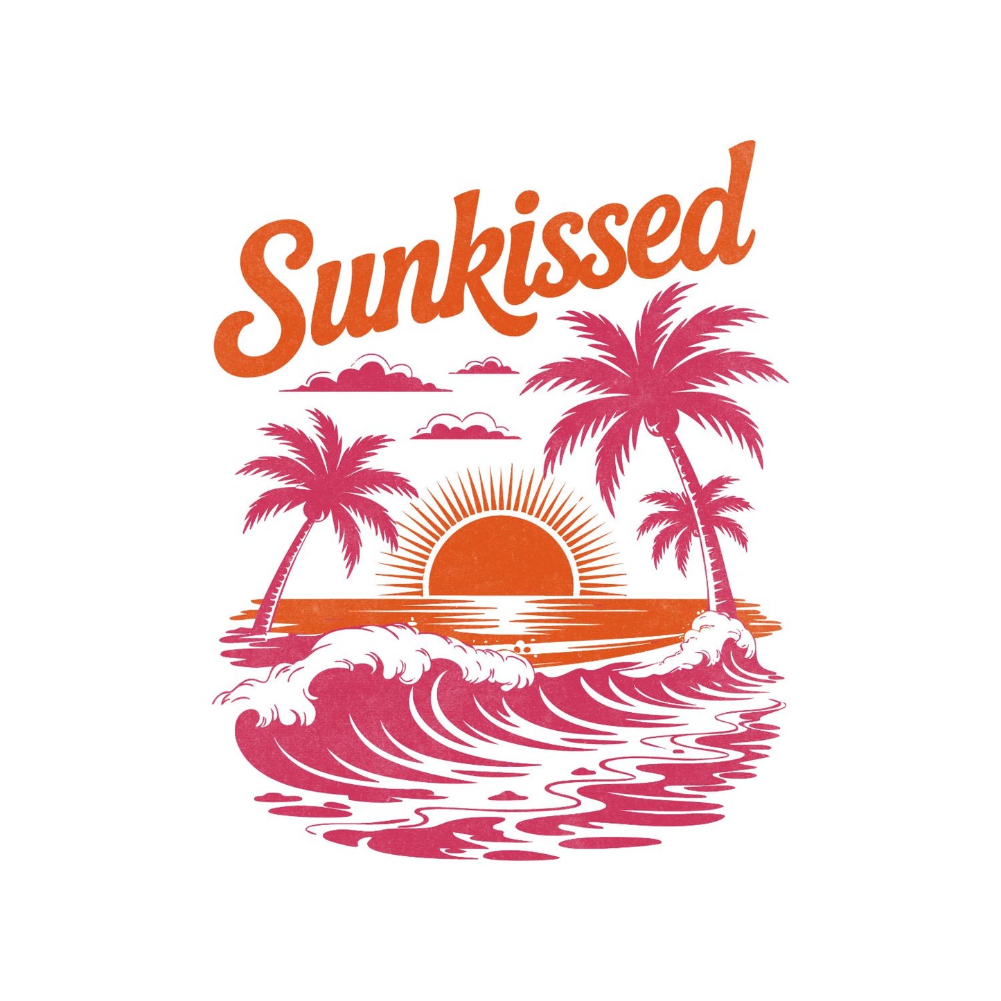 Sun-kissed Pink & Orange Beach T-Shirt | Summer Graphic Tee | Beach Shirt