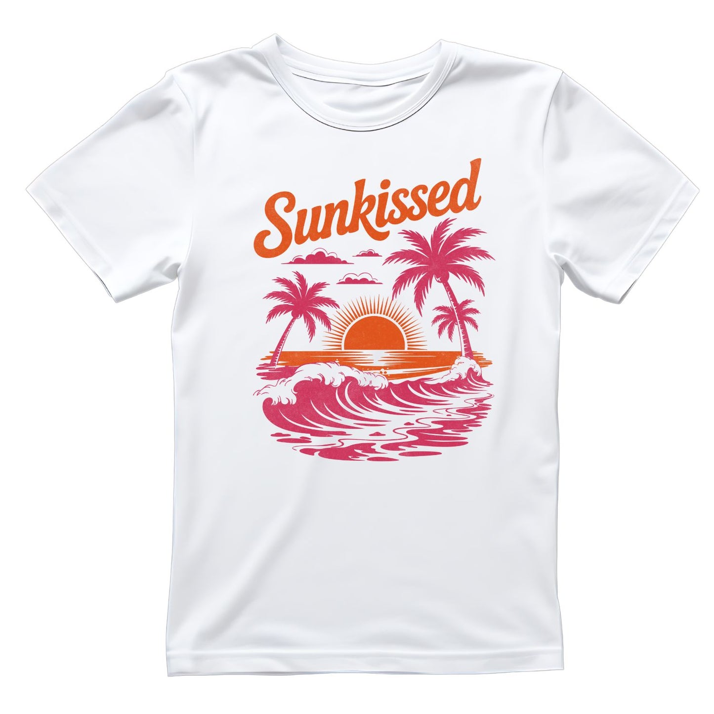 Sun-kissed Pink & Orange Beach T-Shirt | Summer Graphic Tee | Beach Shirt
