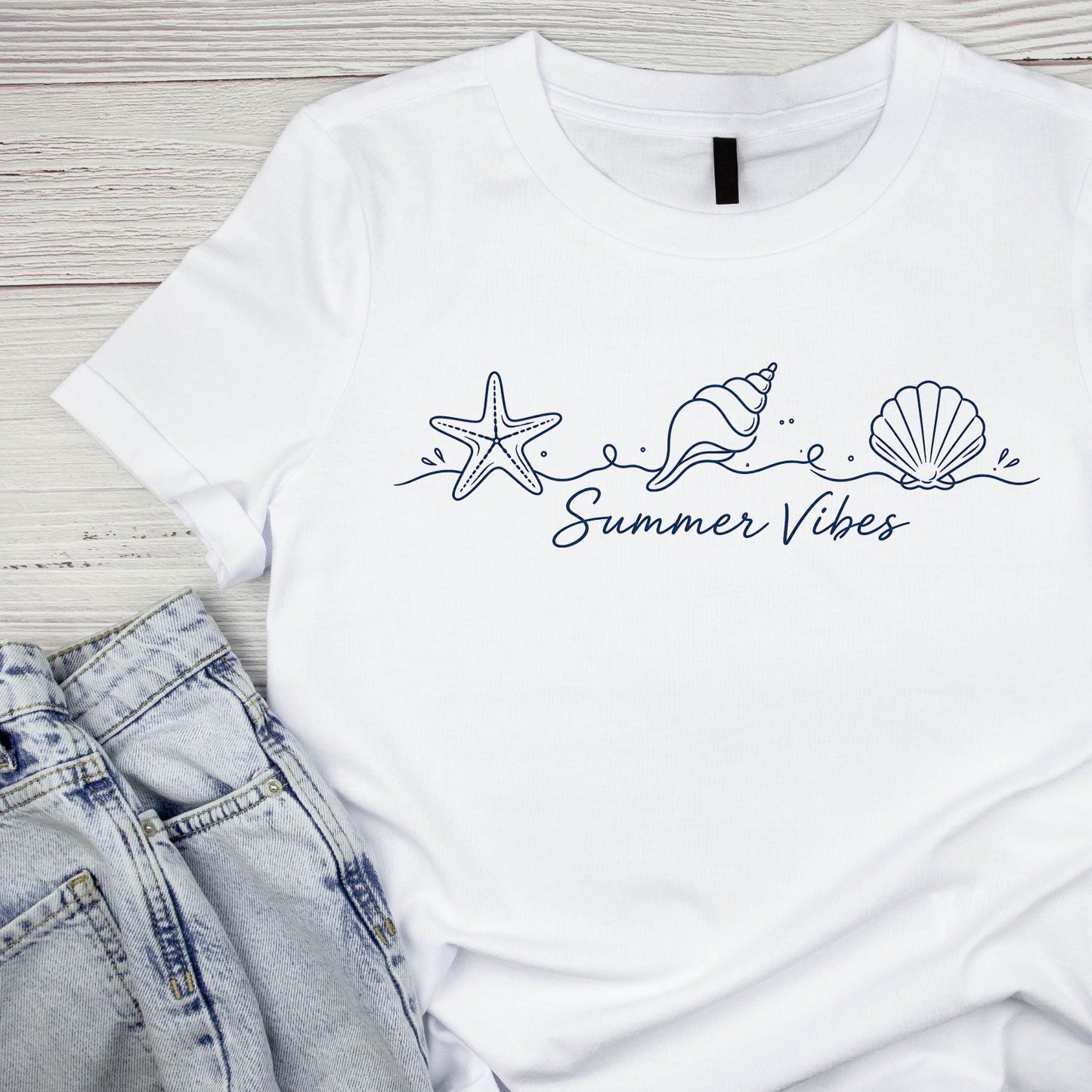Summer Vibes Seashells T-Shirt | Summer Graphic Tee | Beach Shirt