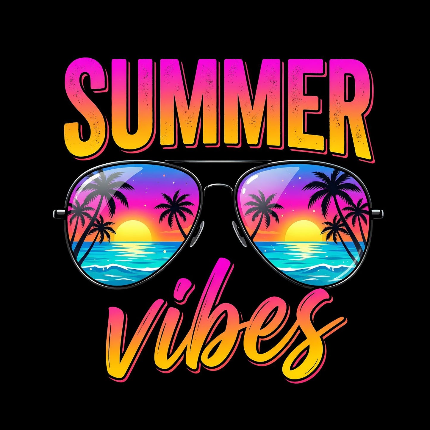 Summer Vibes Bright Sunglasses T-Shirt | Summer Graphic Tee | Beach Shirt